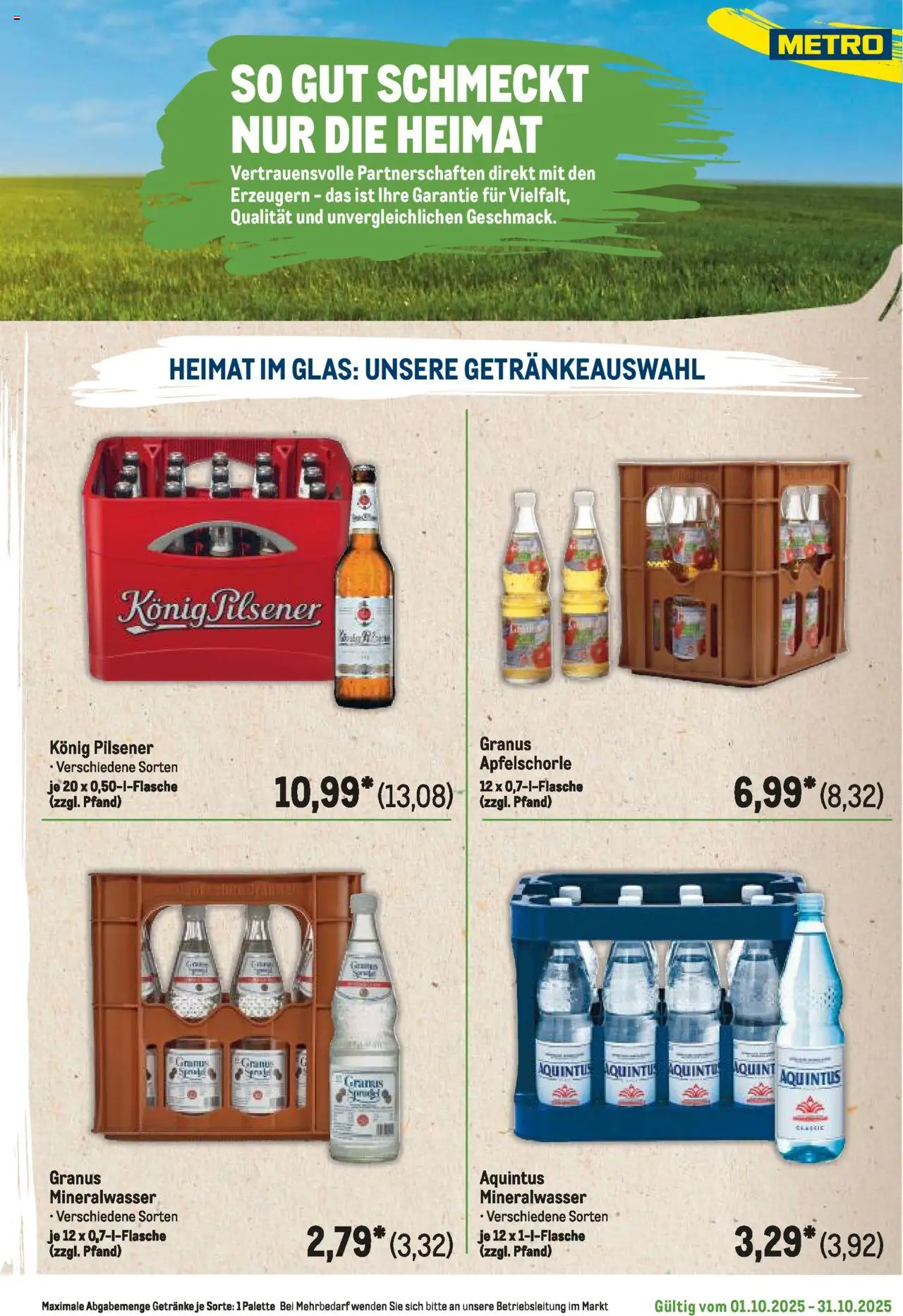 Metro Regionaler Flyer – gültig ab 01.10.2025 | Seite: 25 | Produkte: Konig pilsener, Mineralwasser