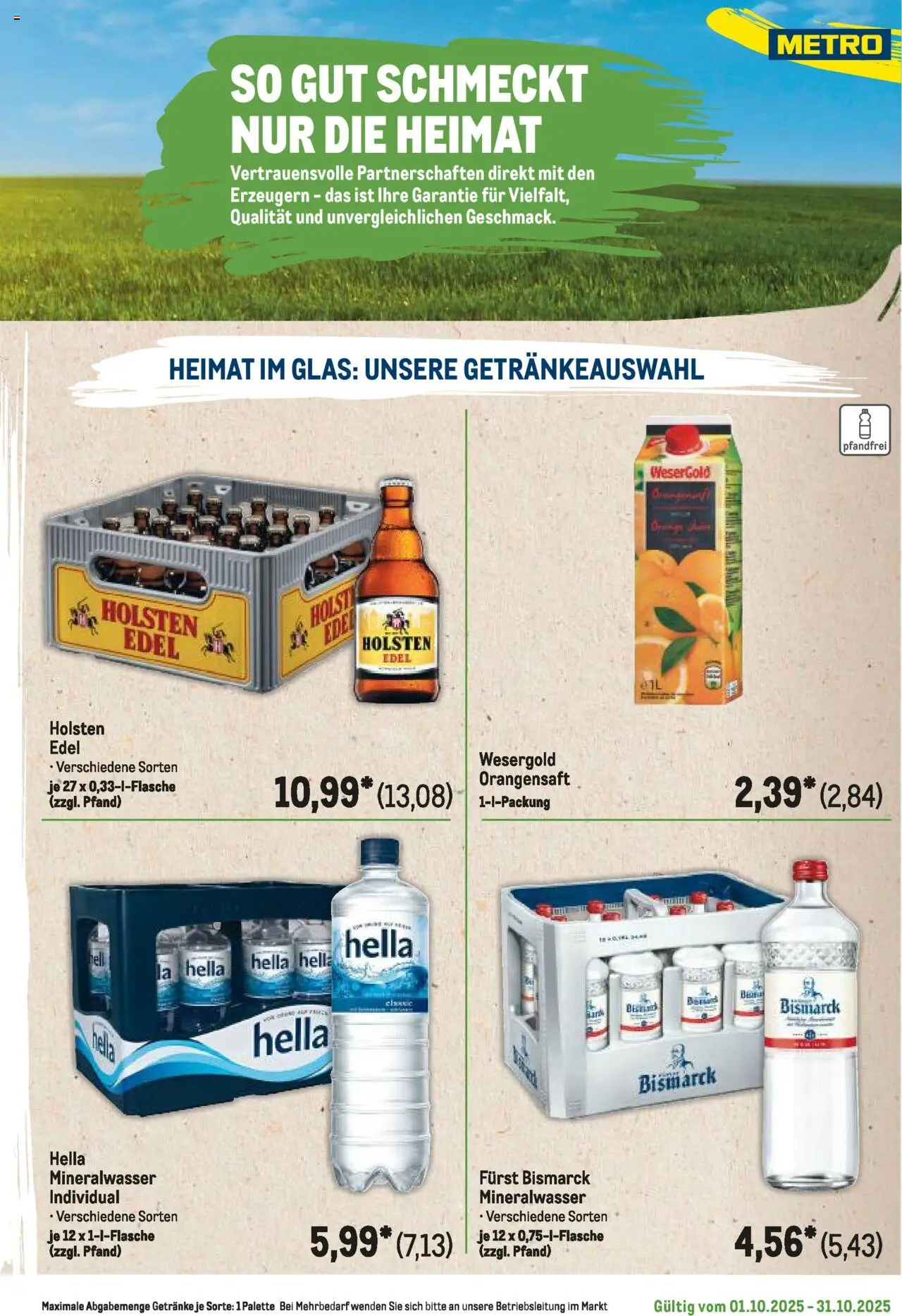 Metro Regionaler Flyer – gültig ab 01.10.2025 | Seite: 31 | Produkte: Holsten edel, Holsten, Mineralwasser, Hella