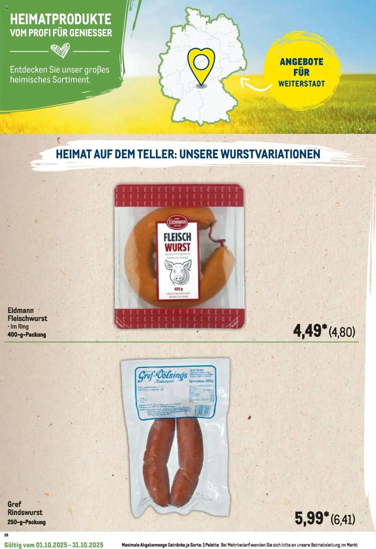 Metro Regionaler Flyer – gültig ab 01.10.2025 | Seite: 36 | Produkte: Wurst, Fleisch