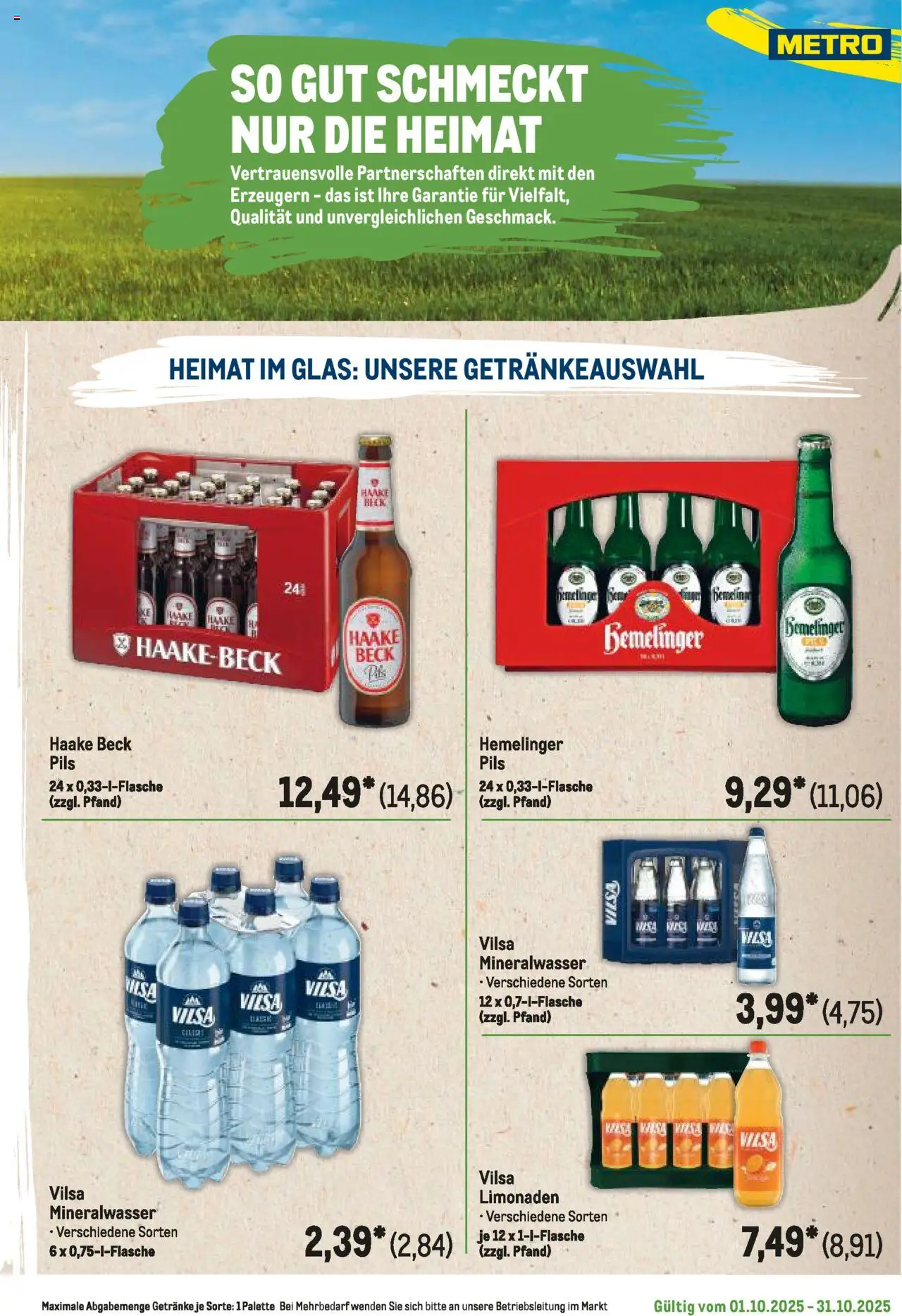 Metro Regionaler Flyer – gültig ab 01.10.2025 | Seite: 39 | Produkte: Pils, Mineralwasser