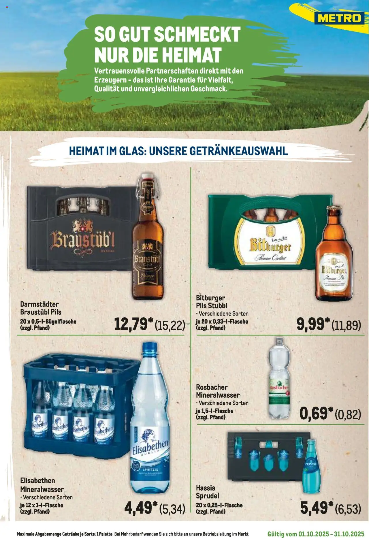 Metro Regionaler Flyer – gültig ab 01.10.2025 | Seite: 37 | Produkte: Bitburger, Pils, Mineralwasser