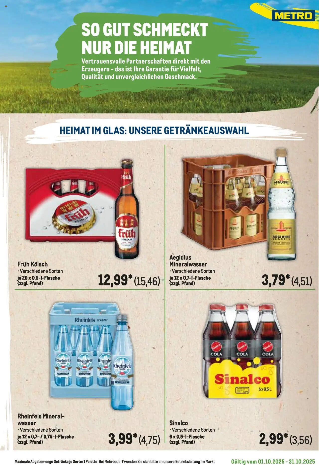 Metro Regionaler Flyer – gültig ab 01.10.2025 | Seite: 49 | Produkte: Sinalco, Cola, Mineralwasser, Wasser