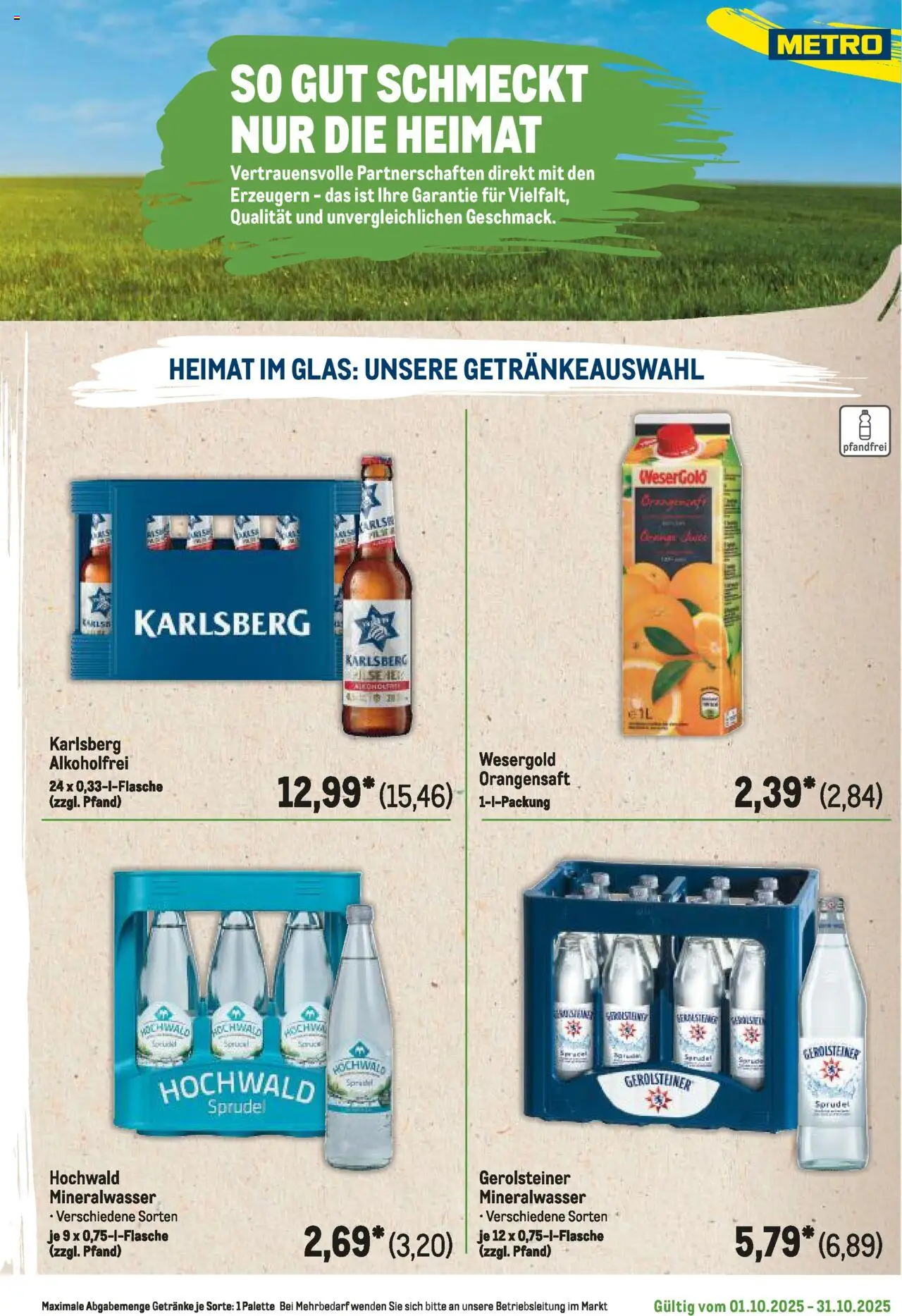 Metro Regionaler Flyer – gültig ab 01.10.2025 | Seite: 65 | Produkte: Orangensaft, Mineralwasser, Gerolsteiner