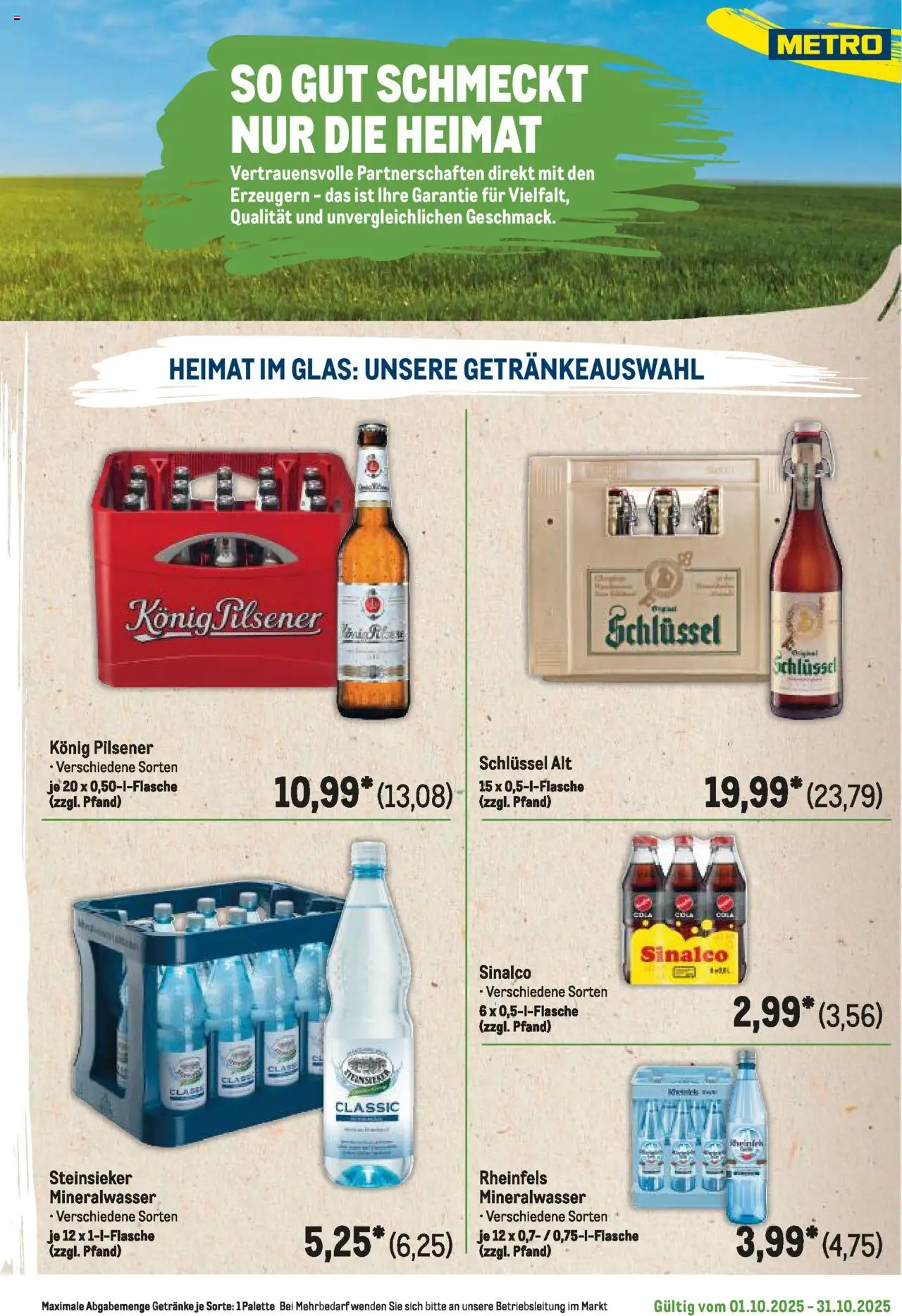 Metro Regionaler Flyer – gültig ab 01.10.2025 | Seite: 71 | Produkte: Sinalco, Konig pilsener, Cola, Mineralwasser