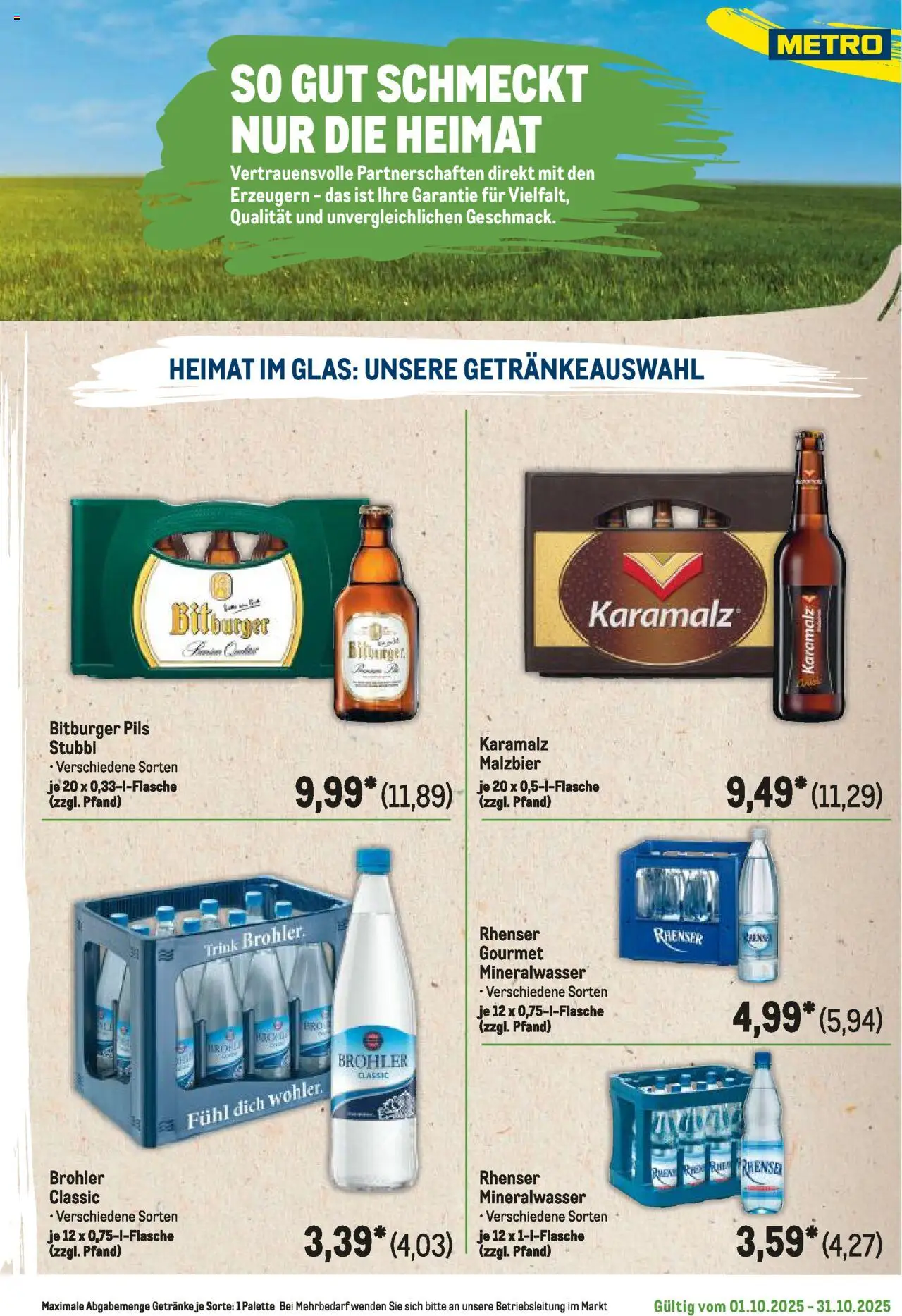 Metro Regionaler Flyer – gültig ab 01.10.2025 | Seite: 73 | Produkte: Bitburger, Pils, Mineralwasser