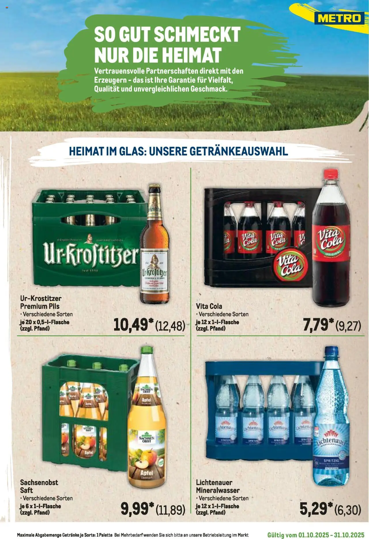 Metro Regionaler Flyer – gültig ab 01.10.2025 | Seite: 85 | Produkte: Cola, Mineralwasser, Vita cola, Saft