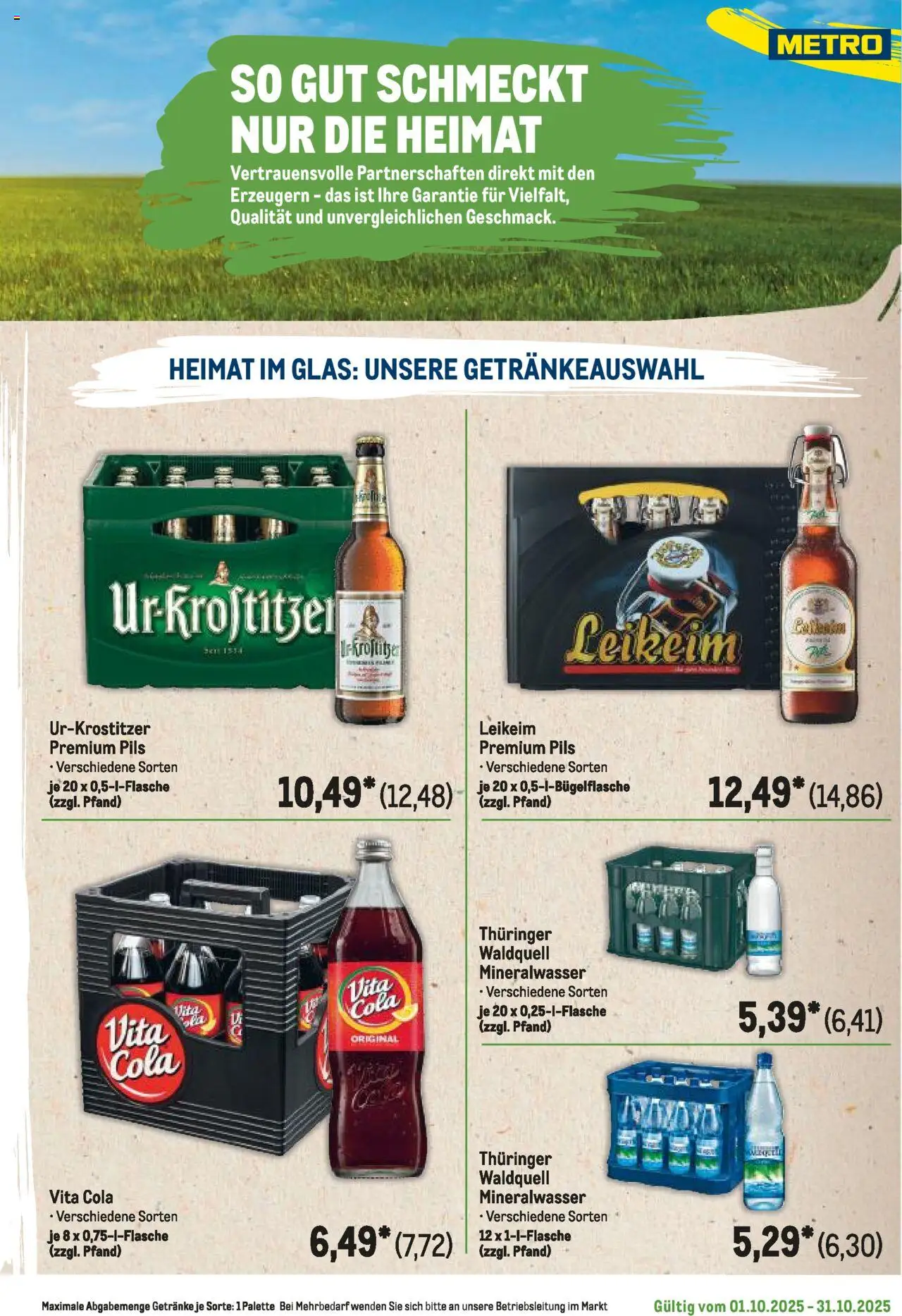 Metro Regionaler Flyer – gültig ab 01.10.2025 | Seite: 101 | Produkte: Cola, Pils, Mineralwasser, Vita cola