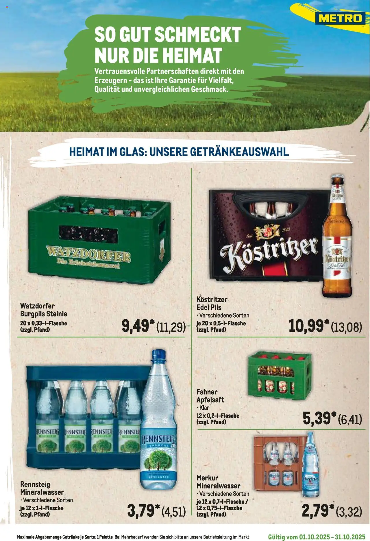 Metro Regionaler Flyer – gültig ab 01.10.2025 | Seite: 117 | Produkte: Kostritzer, Pils, Apfelsaft, Mineralwasser