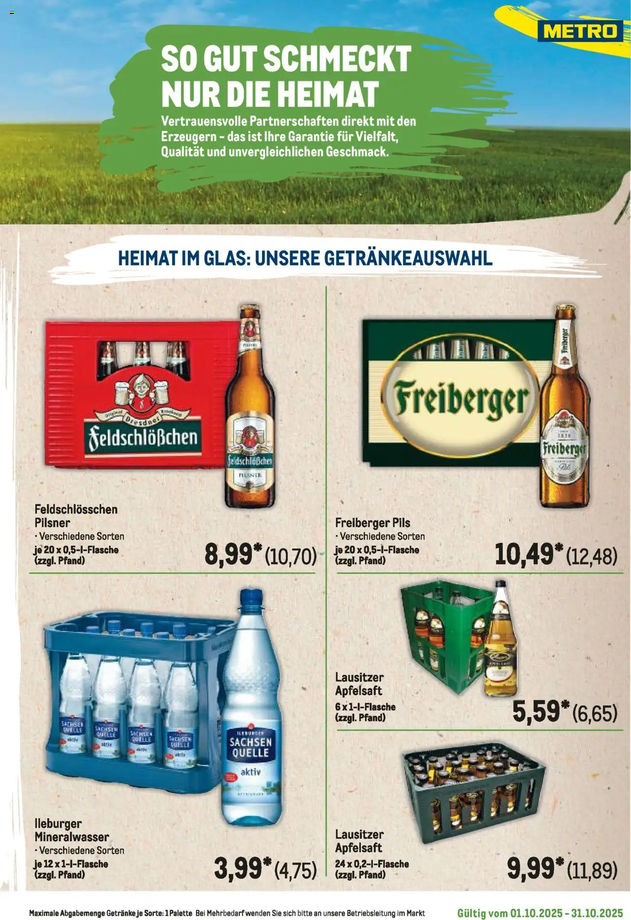 Metro Regionaler Flyer – gültig ab 01.10.2025 | Seite: 121 | Produkte: Pils, Apfelsaft, Mineralwasser