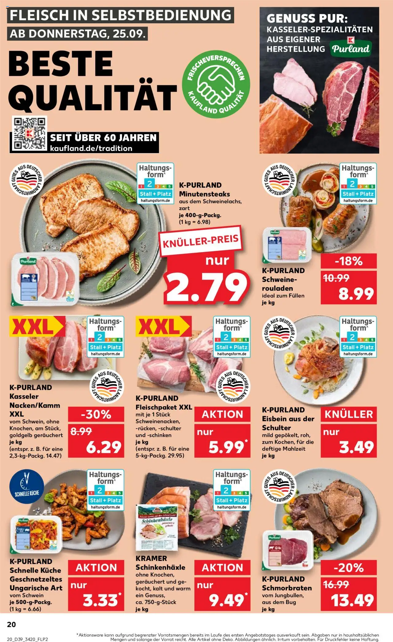 Kaufland prospekt Berlin	 – gültig ab 25.09.2025 | Seite: 20 | Produkte: Küche, Schinken, Steak, Fleisch