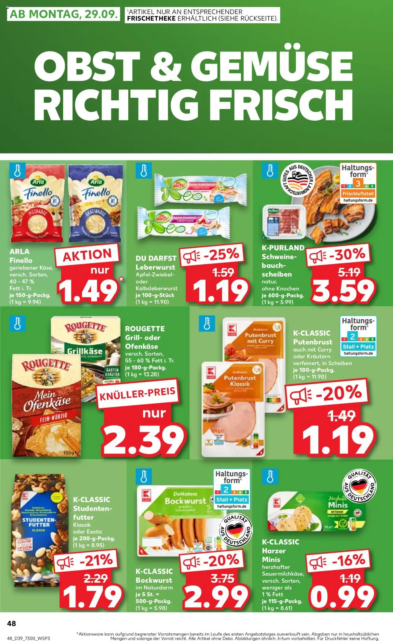 Kaufland prospekt Berlin	 – gültig ab 25.09.2025 | Seite: 48 | Produkte: Bockwurst, Grill, Käse, Gemüse