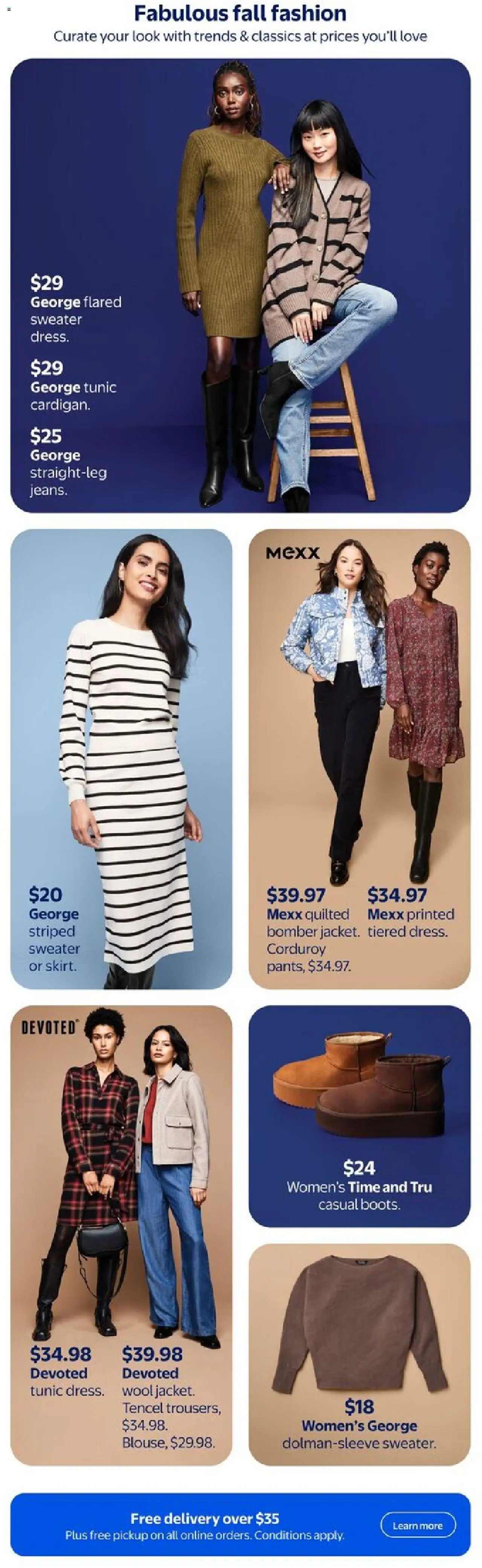 Walmart flyer valid from 25.09.2025 | Page: 8 | Products: Boots, Sweater