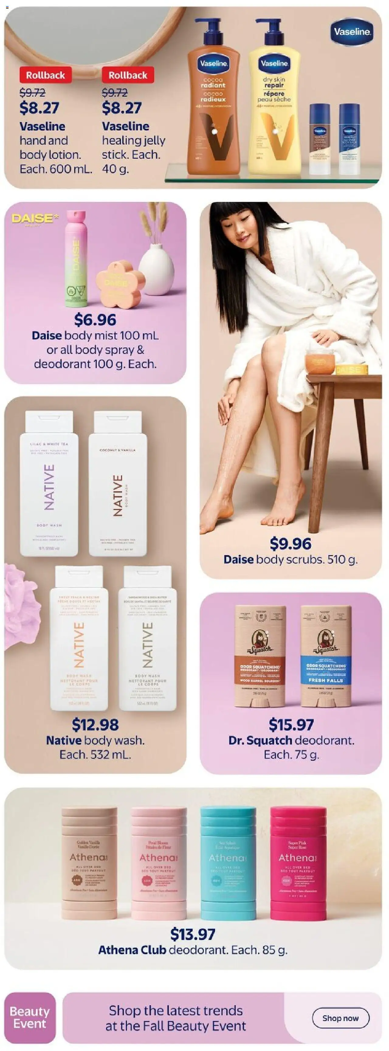 Walmart flyer valid from 25.09.2025 | Page: 14 | Products: Tea, Body wash, Deodorant