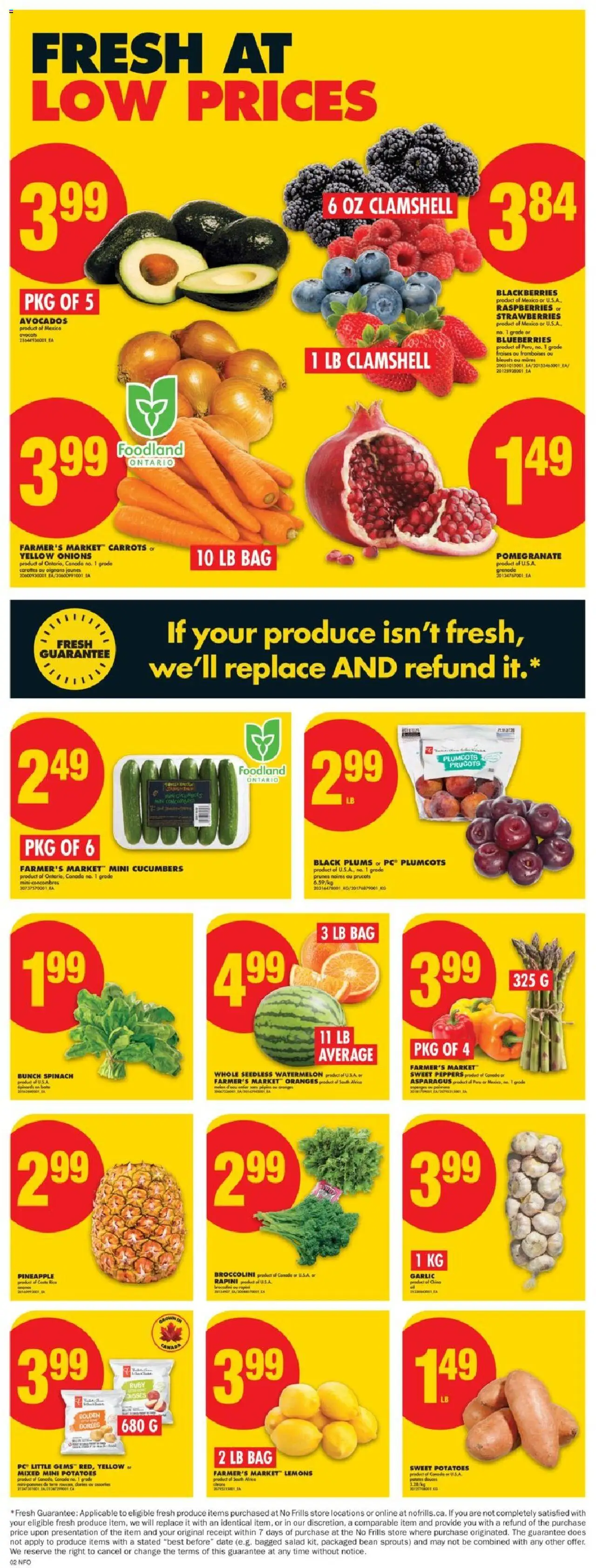 No Frills flyer valid from 25.09.2025 | Page: 3 | Products: Strawberries, Salad, PC, Potatoes