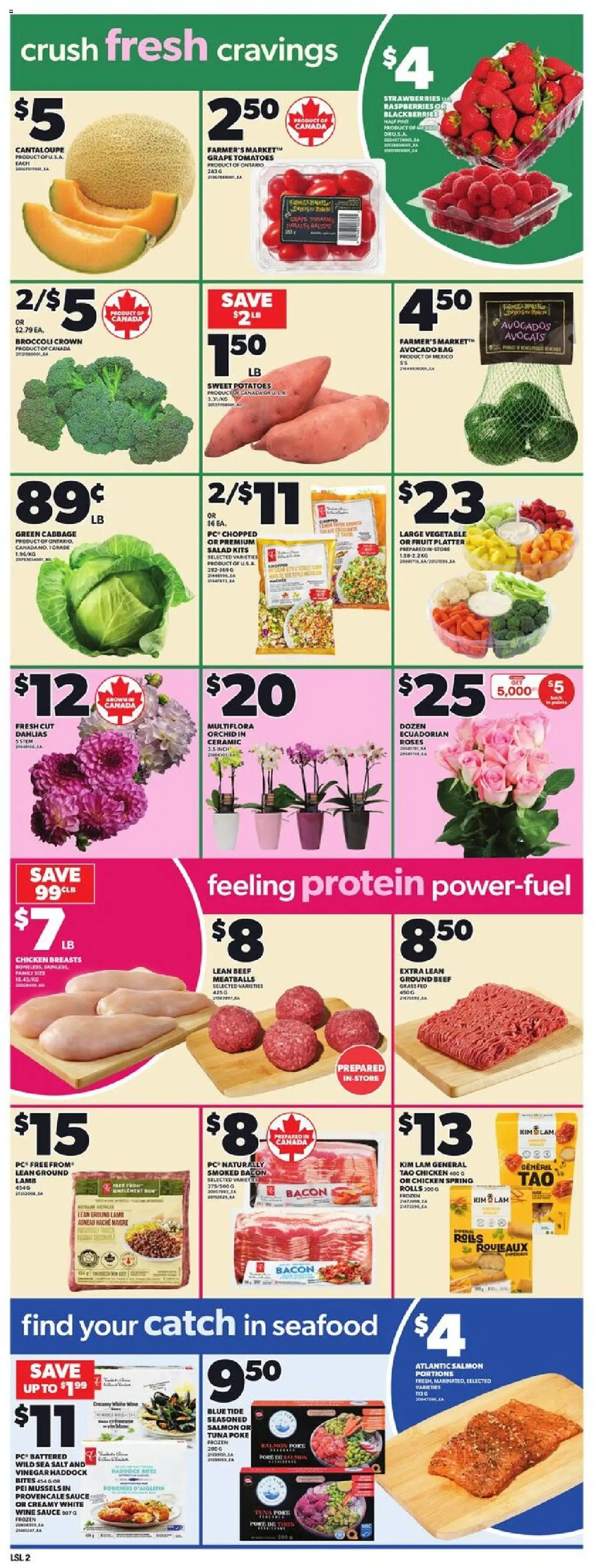 Loblaws flyer valid from 25.09.2025 | Page: 5 | Products: Strawberries, PC, Potatoes, Tomatoes