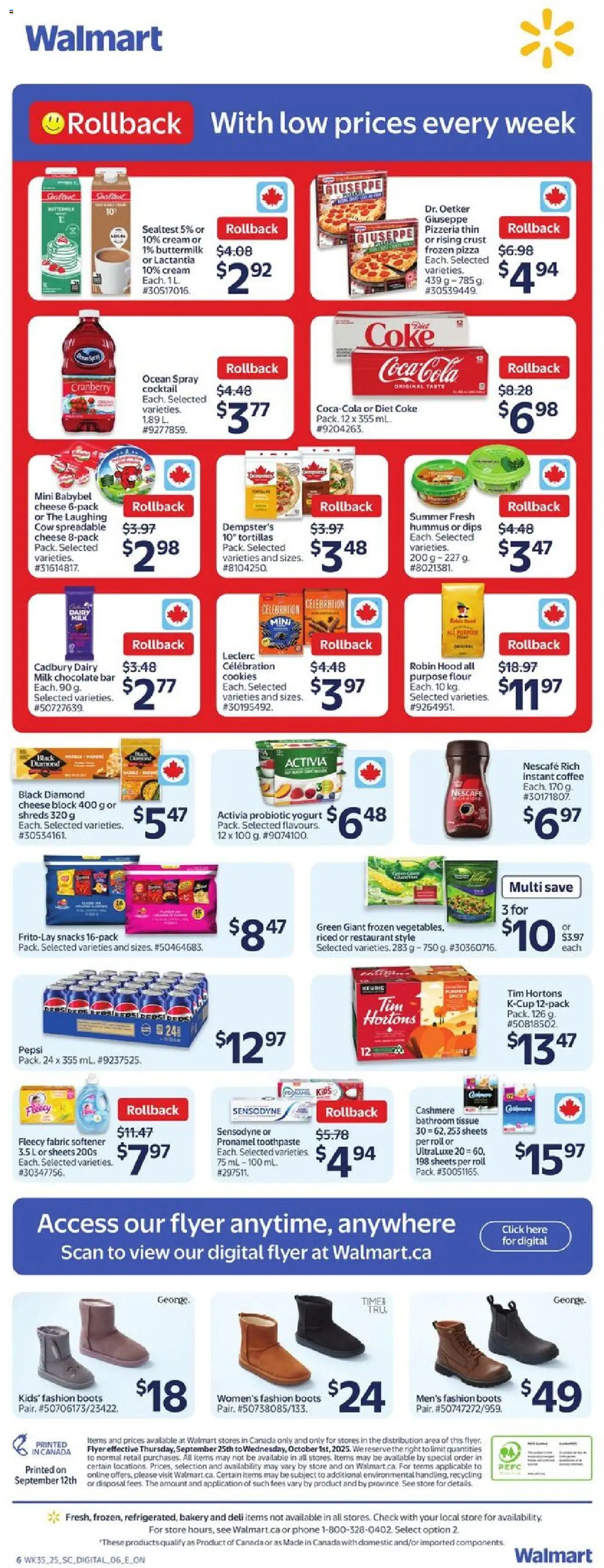 Walmart flyer valid from 25.09.2025 | Page: 2 | Products: Cookies, Bakery, Milk, Coffee