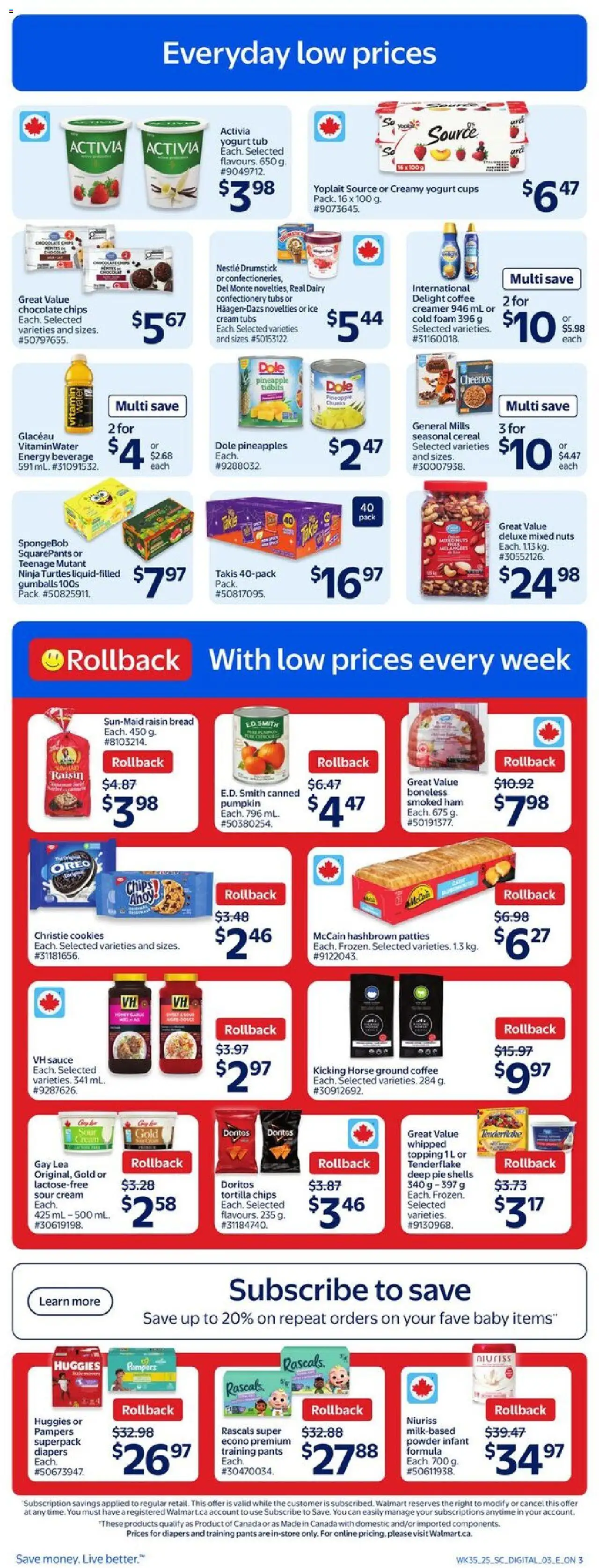 Walmart flyer valid from 25.09.2025 | Page: 6 | Products: Pineapple, Chips, Cream, Powder