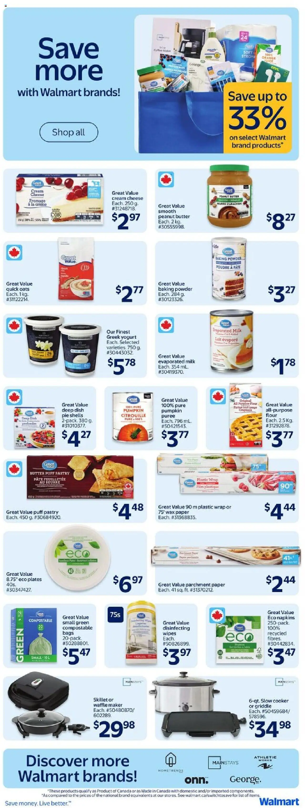 Walmart flyer valid from 25.09.2025 | Page: 7 | Products: Milk, Butter, Pumpkin, Juice
