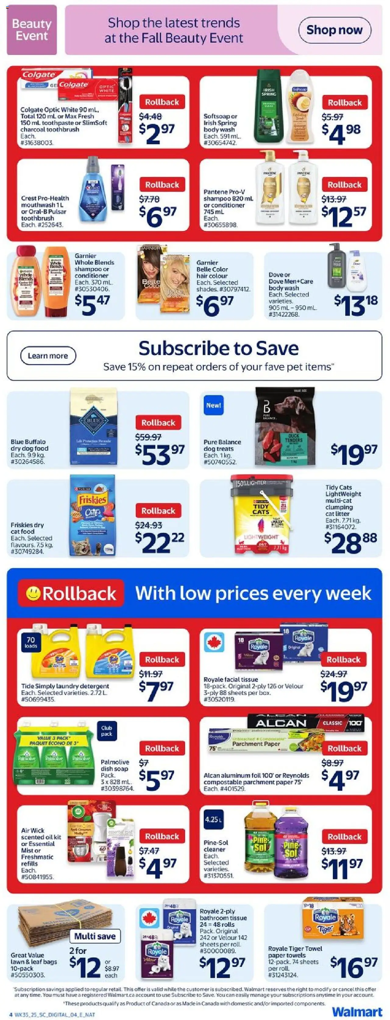 Walmart flyer valid from 25.09.2025 | Page: 12 | Products: Conditioner, Soap, Toothpaste, Oil