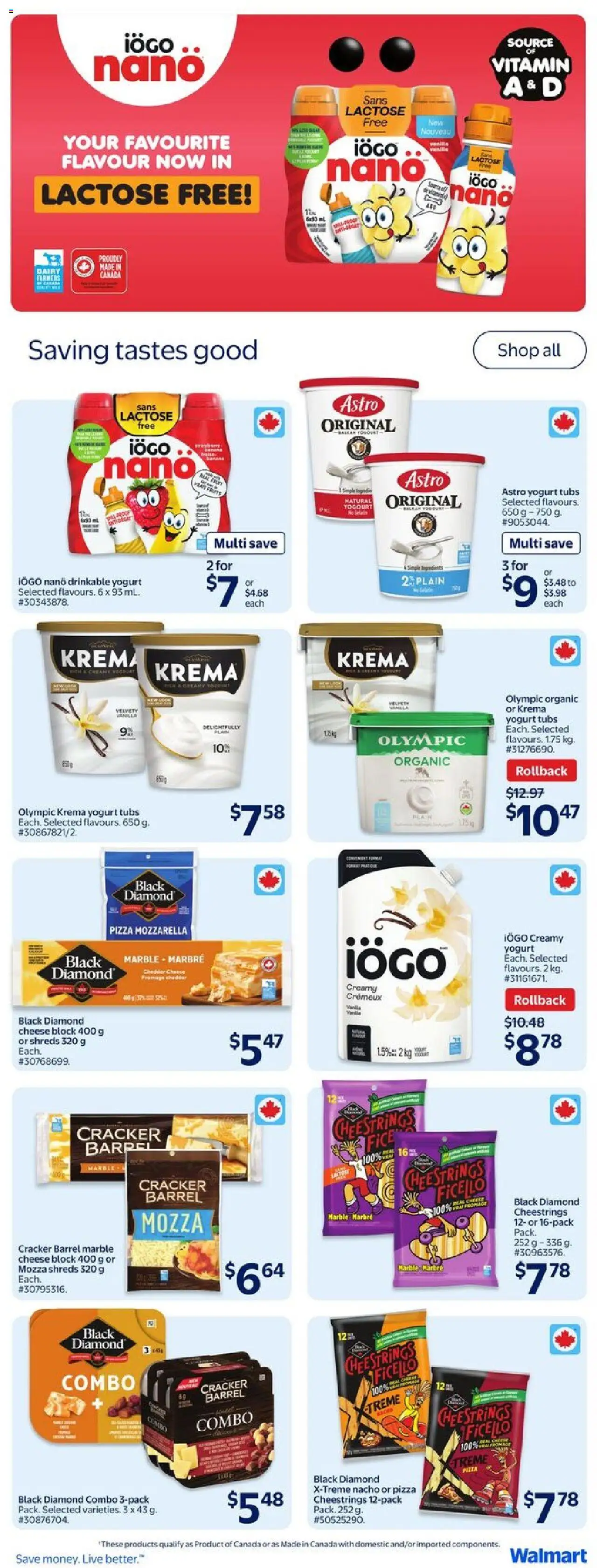 Walmart flyer valid from 25.09.2025 | Page: 30 | Products: Cheese, Yogurt, Pizza