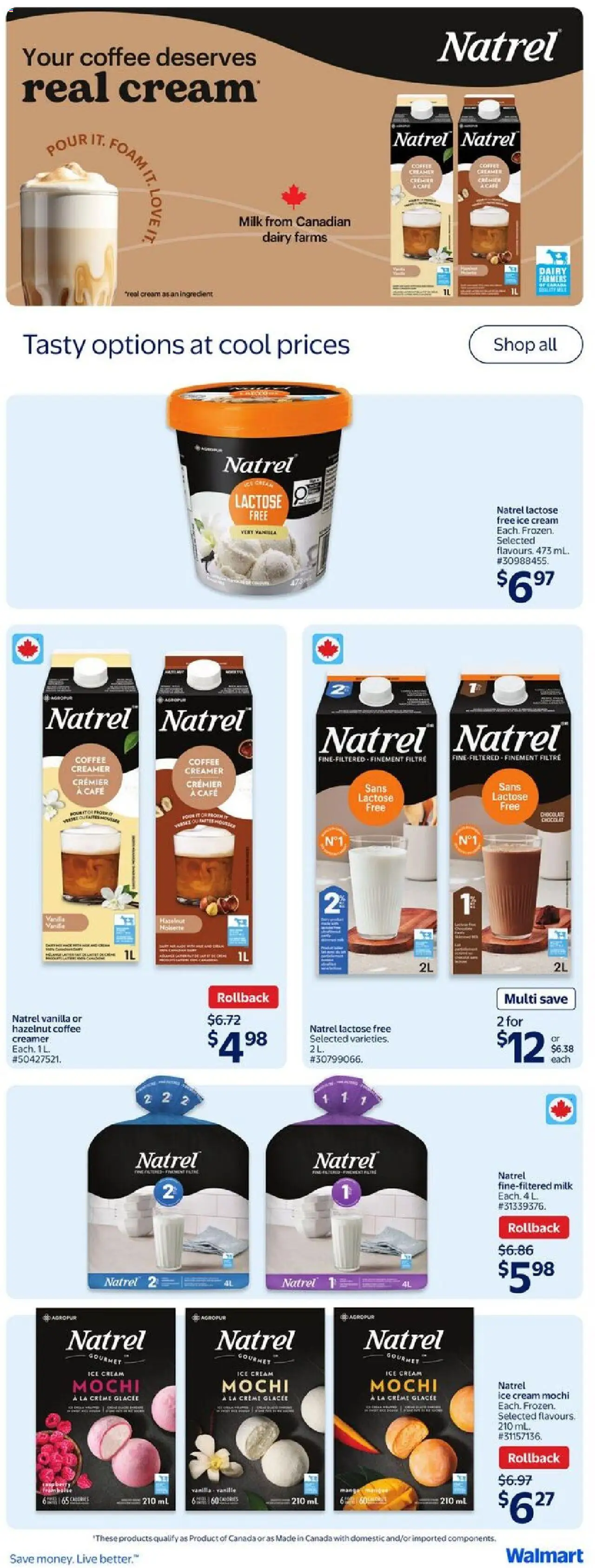 Walmart flyer valid from 25.09.2025 | Page: 31 | Products: Cream, Ice cream, Milk, Coffee