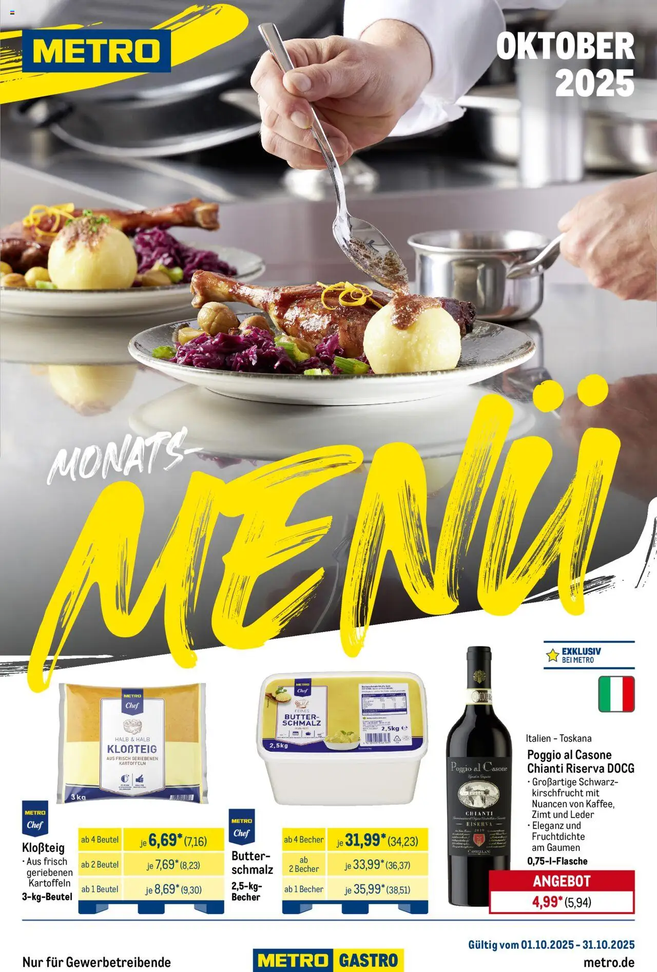 Metro Monats-Menü – gültig ab 01.10.2025 | Seite: 1 | Produkte: Butter, Kartoffeln
