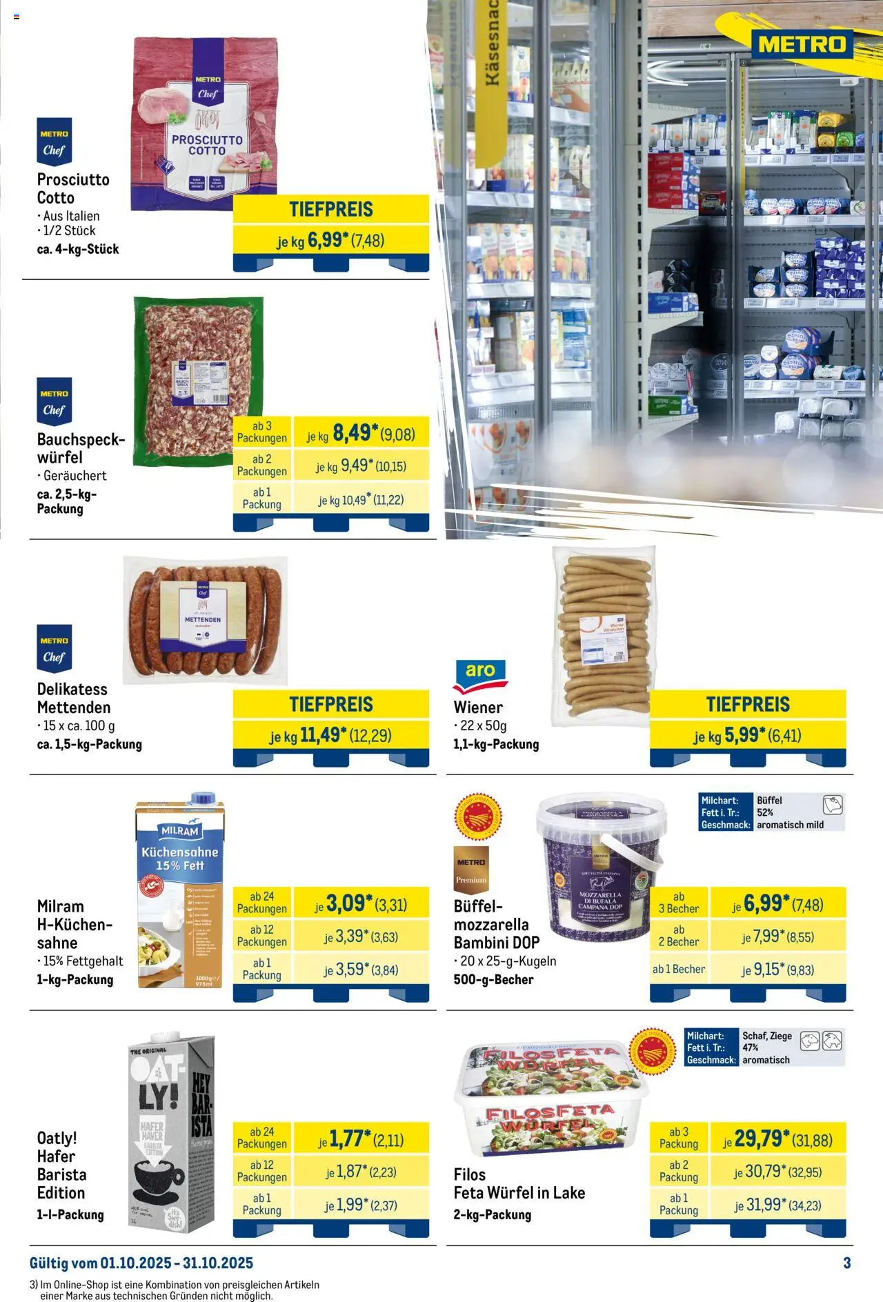 Metro Monats-Menü – gültig ab 01.10.2025 | Seite: 3 | Produkte: Feta, Mozzarella, Oatly, Sahne