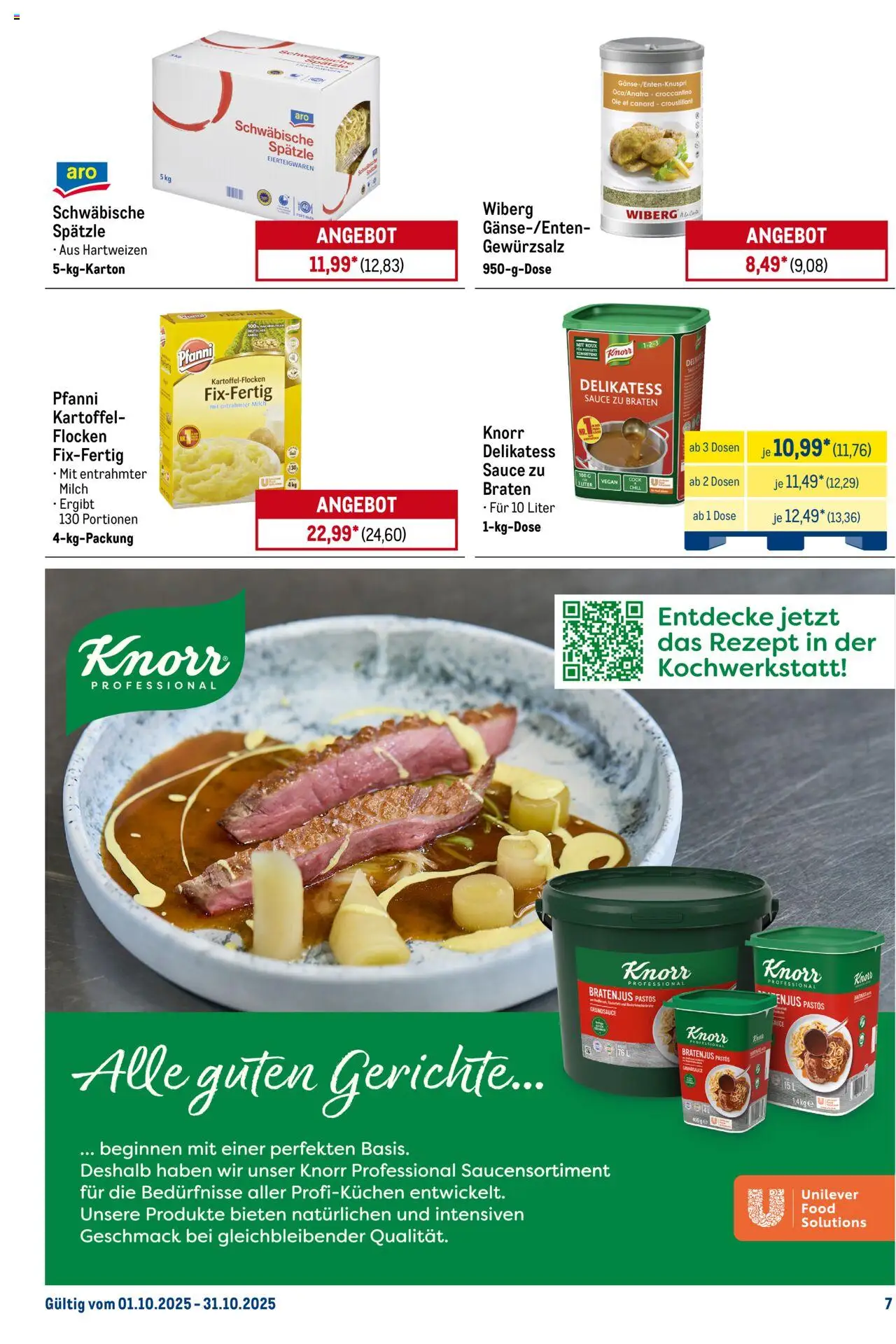 Metro Monats-Menü – gültig ab 01.10.2025 | Seite: 7 | Produkte: Milch, Gewürzsalz, Knorr, Flocken