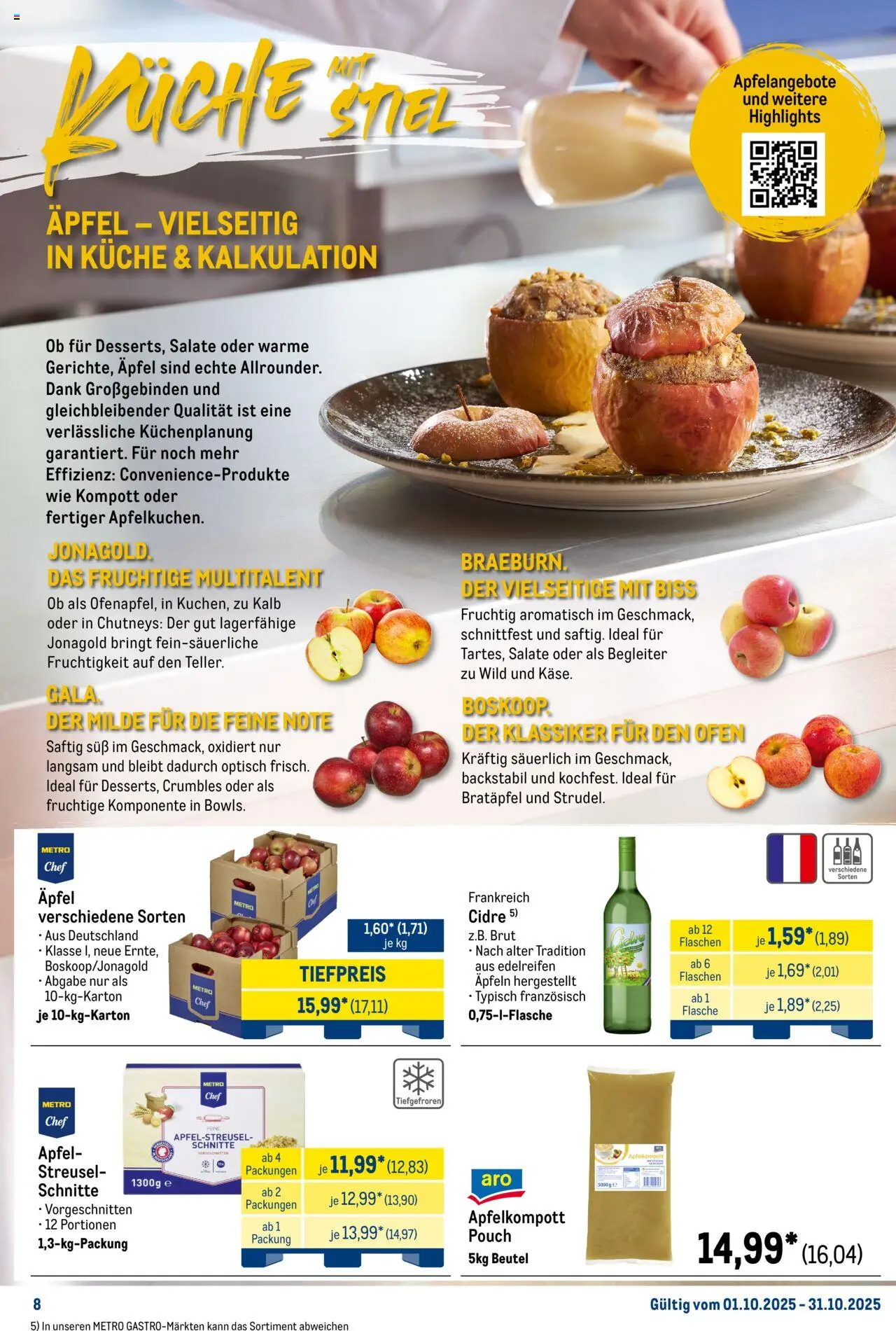 Metro Monats-Menü – gültig ab 01.10.2025 | Seite: 8 | Produkte: Ofen, Küche, Äpfel