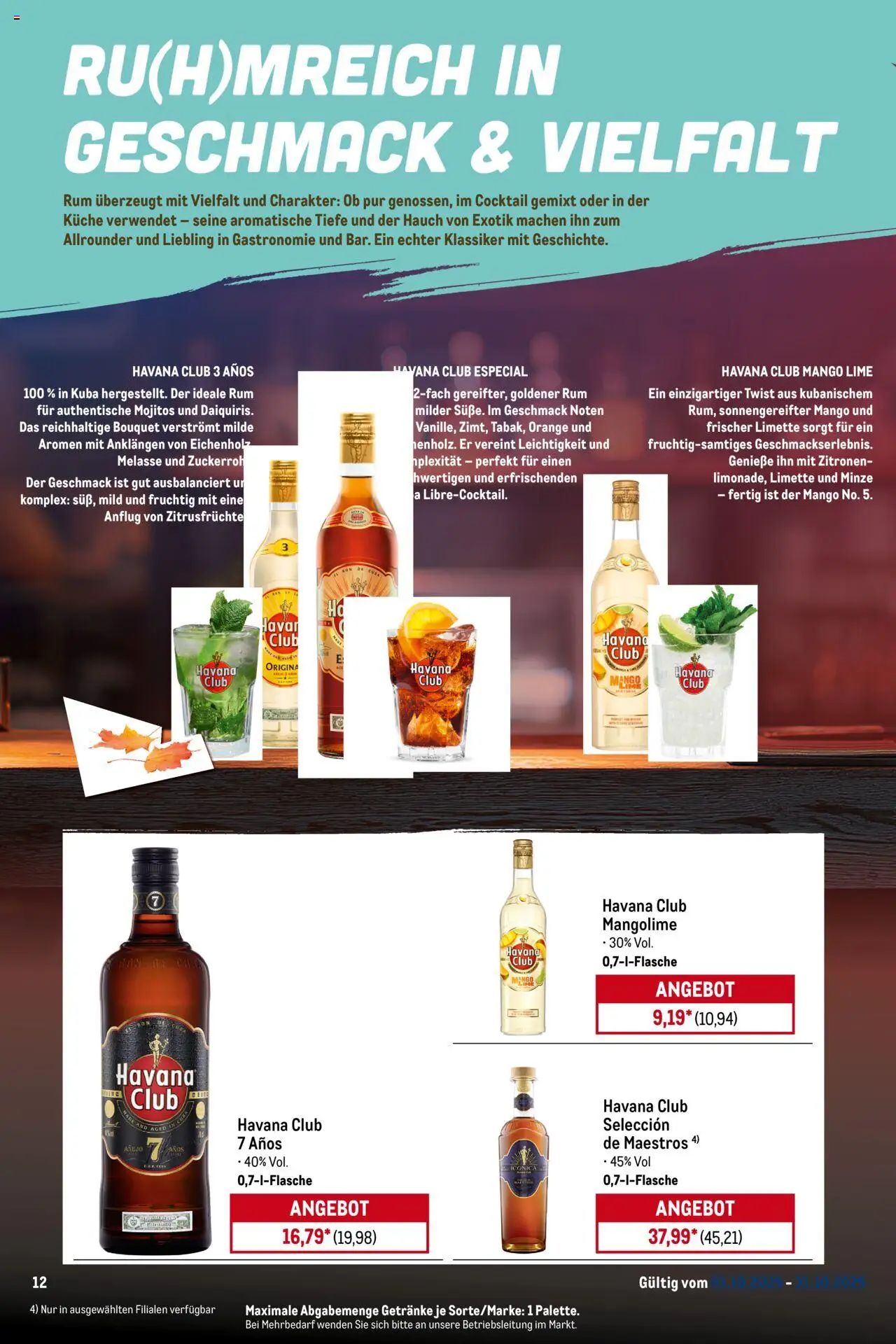 Metro Monats-Menü – gültig ab 01.10.2025 | Seite: 12 | Produkte: Havana club, Rum, Mango, Zitronen