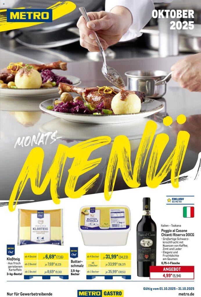 Metro Monats-Menü (ab 01.10.2025) zum Blättern