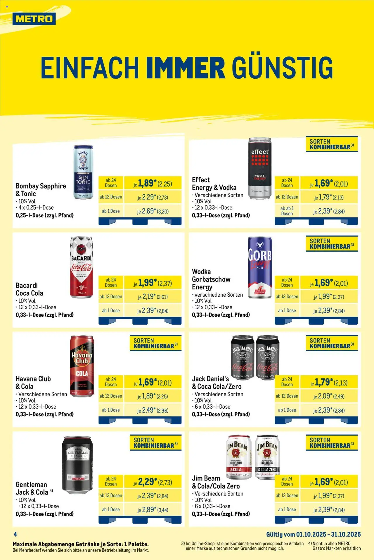 Metro Monats-Mix – gültig ab 01.10.2025 | Seite: 4 | Produkte: Havana club, Bacardi, Coca cola, Energy