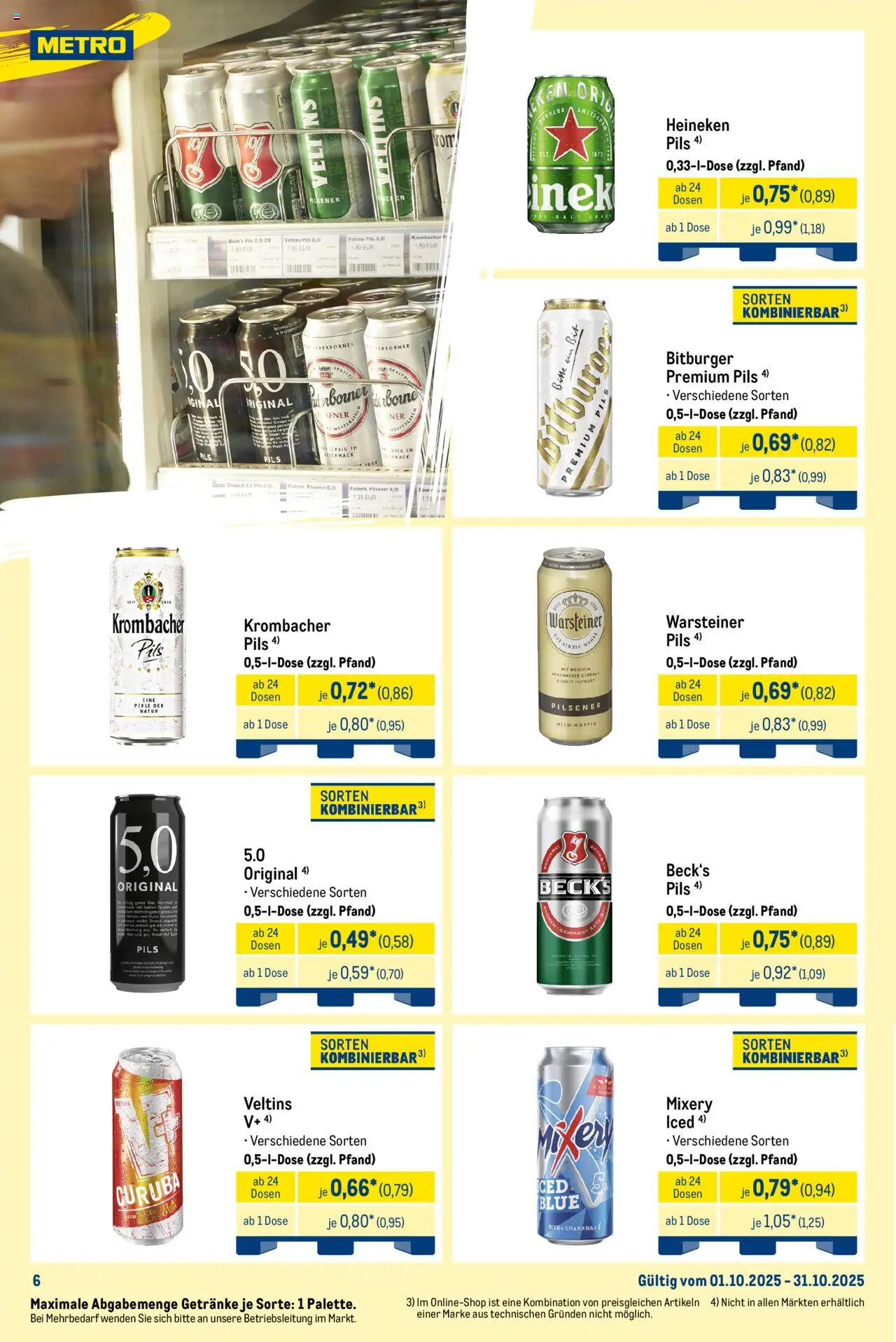 Metro Monats-Mix – gültig ab 01.10.2025 | Seite: 6 | Produkte: Bitburger, Pils, Warsteiner, Krombacher
