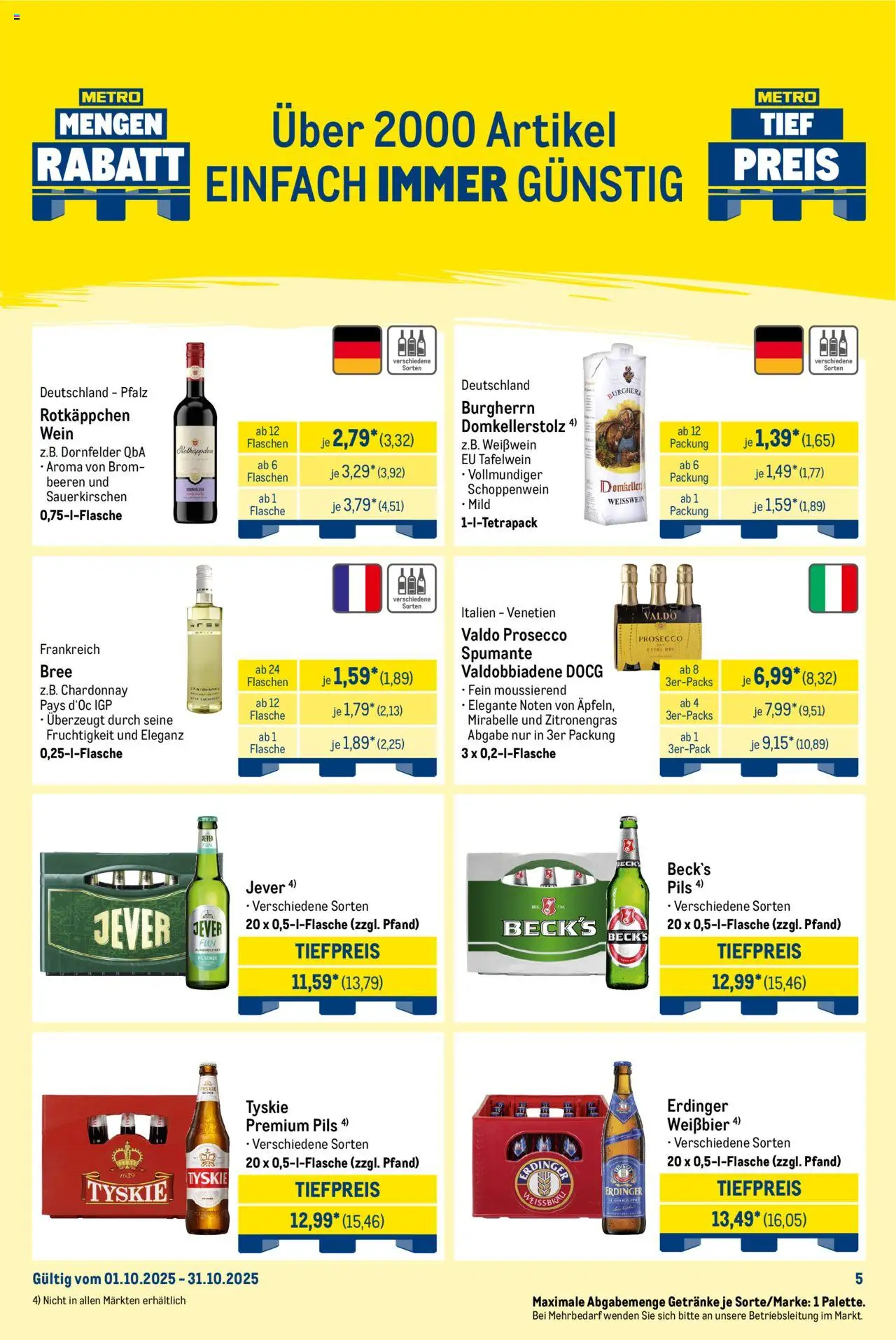 Metro Monats-Mix – gültig ab 01.10.2025 | Seite: 5 | Produkte: Tyskie, Zitronengras, Pils, Rotkäppchen