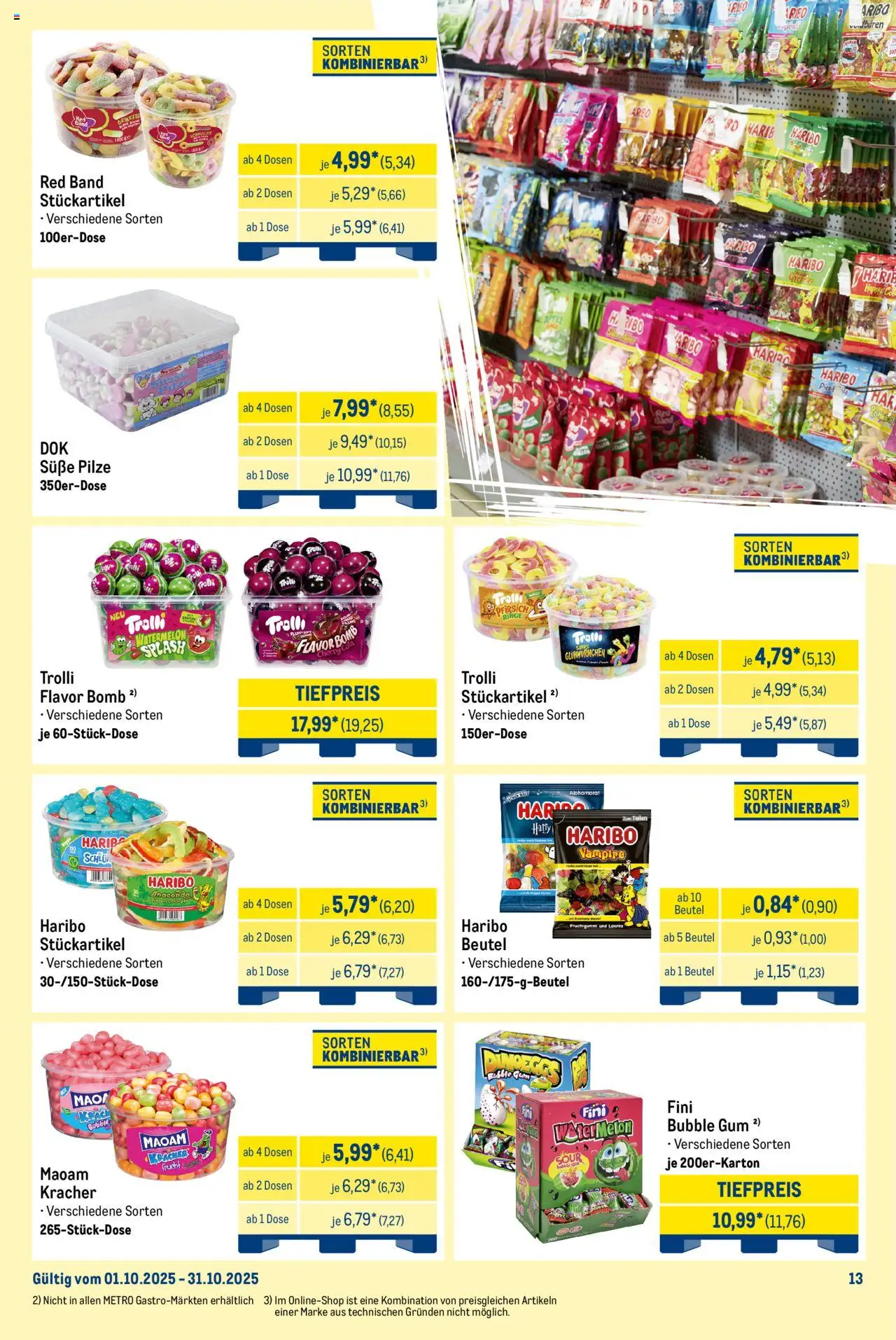 Metro Monats-Mix – gültig ab 01.10.2025 | Seite: 13 | Produkte: Haribo, Cola, Pfirsich