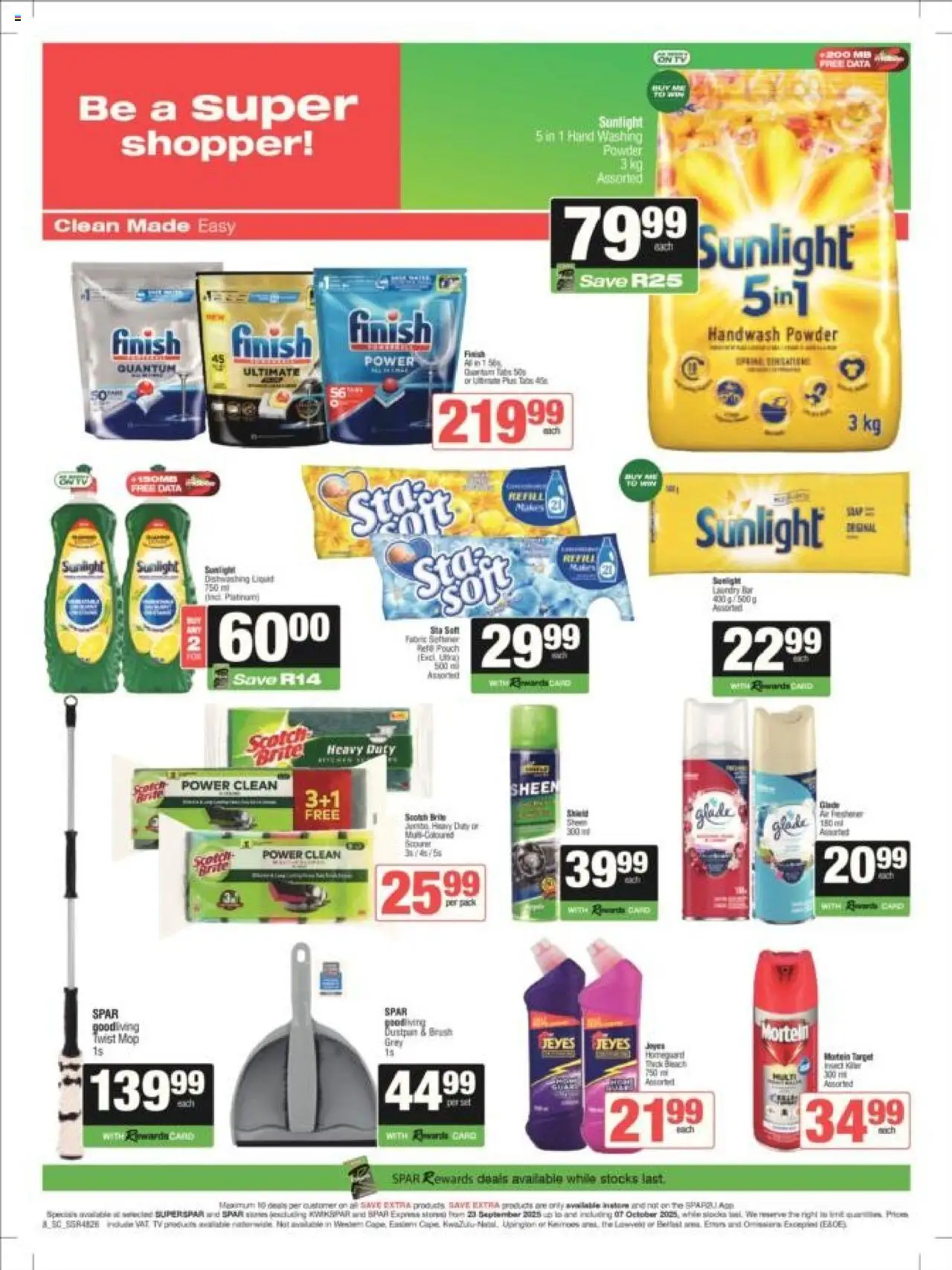 New Spar catalogue – valid from 23.09.2025 | Page: 11 | Products: Handwash, Mop, Powder, Dishwashing liquid