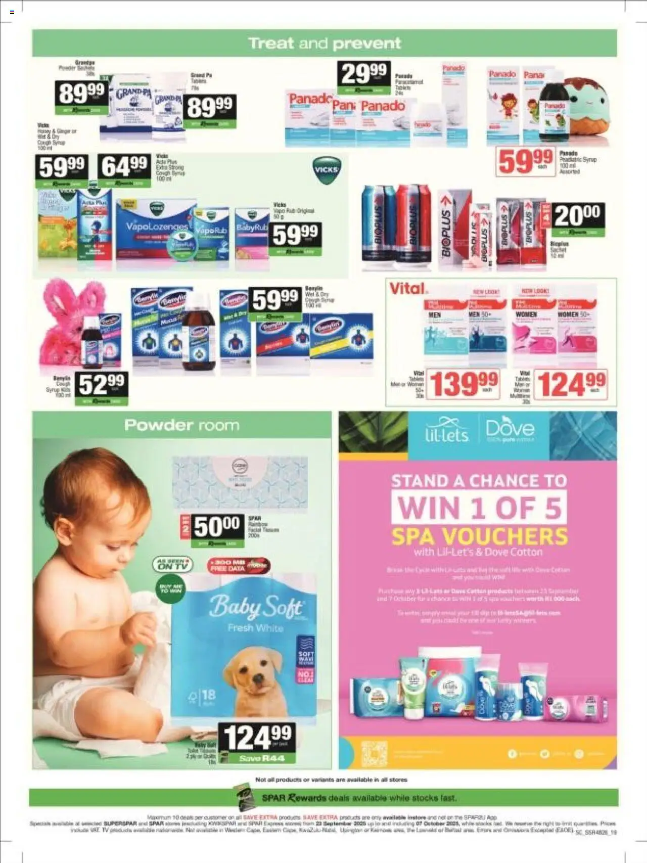 New Spar catalogue – valid from 23.09.2025 | Page: 20 | Products: Data, Cough syrup, Powder, Touca de banho