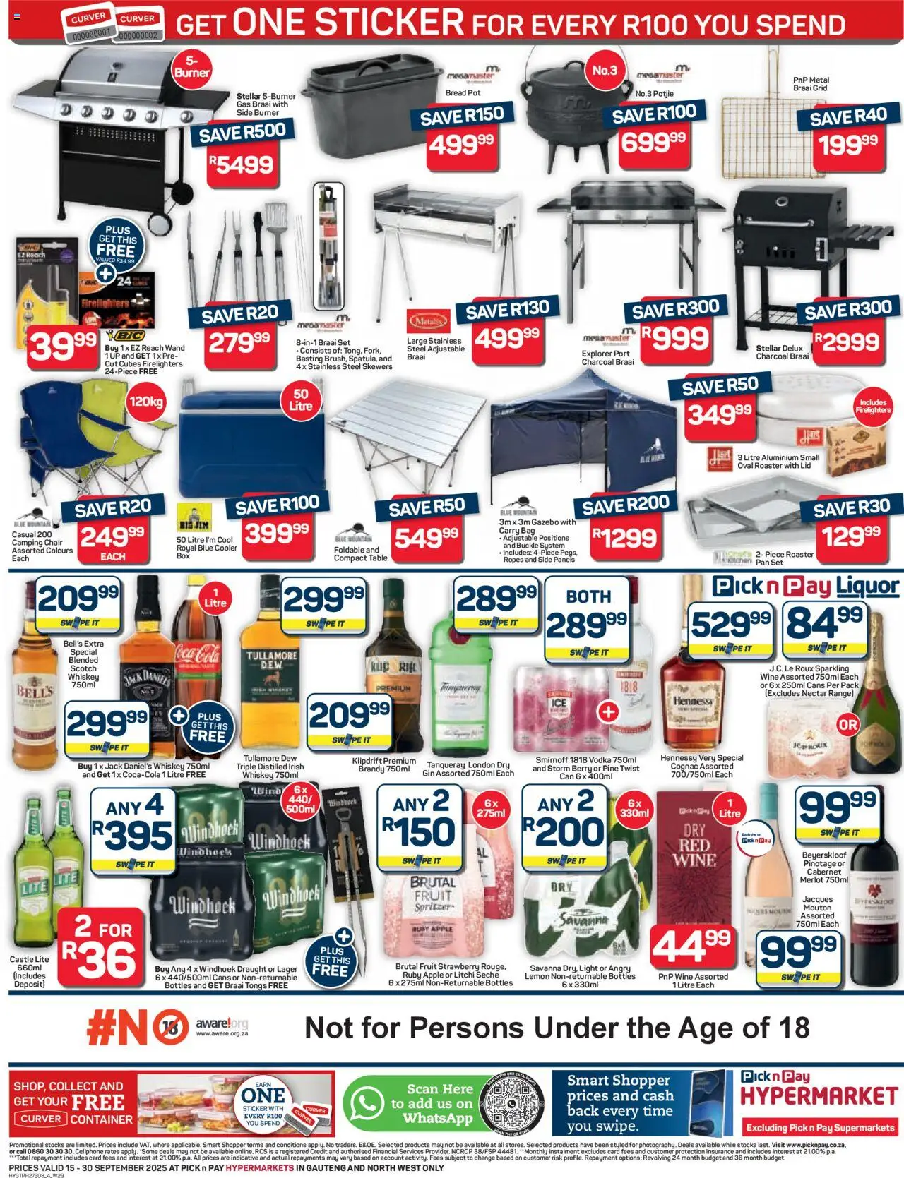 New Pick n Pay catalogue – valid from 15.09.2025 | Page: 4 | Products: Bag, Brandy, Gin, Vodka
