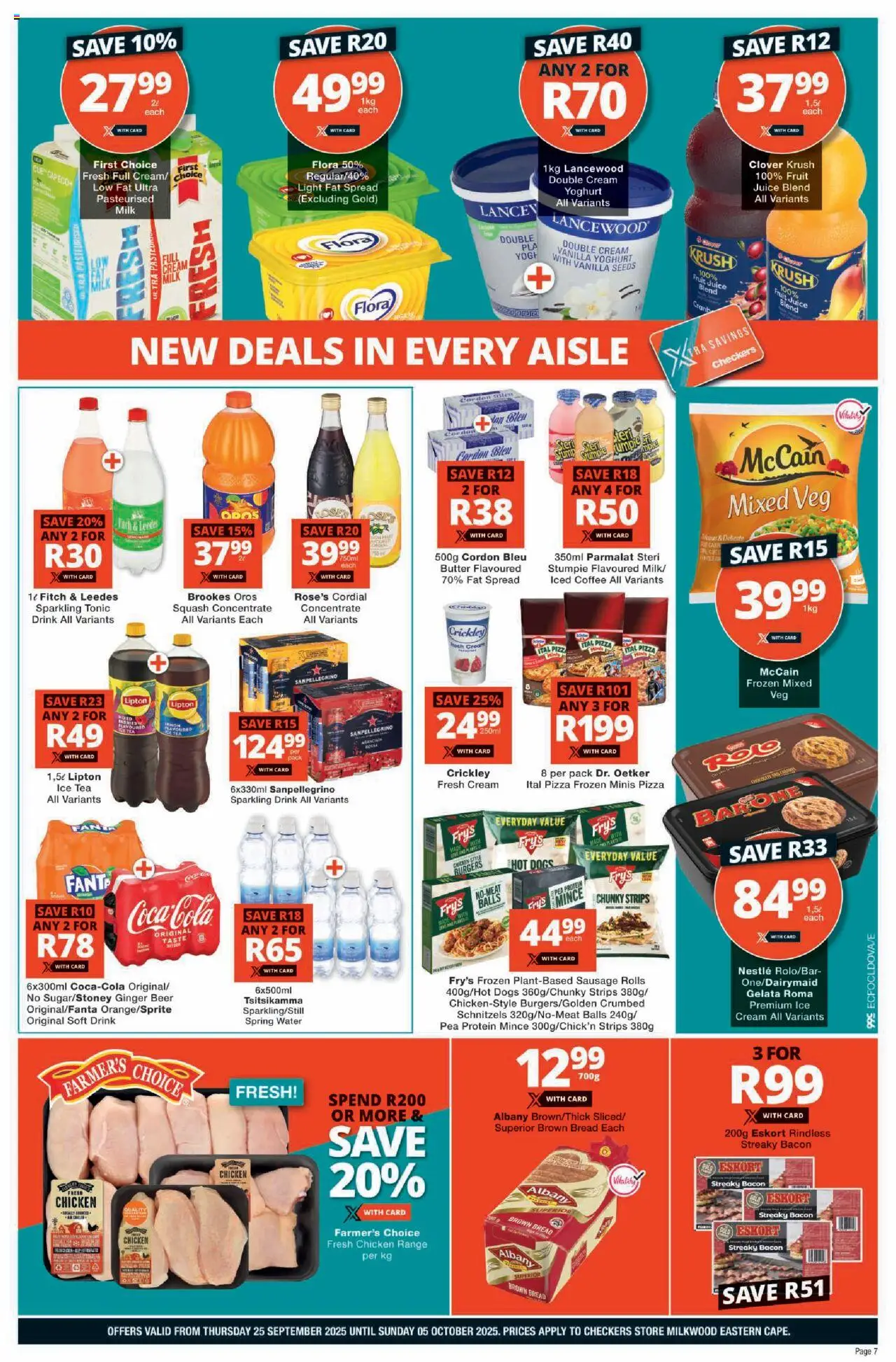 New Checkers catalogue – valid from 25.09.2025 | Page: 7 | Products: Milk, Beer, Fry's, Sausage