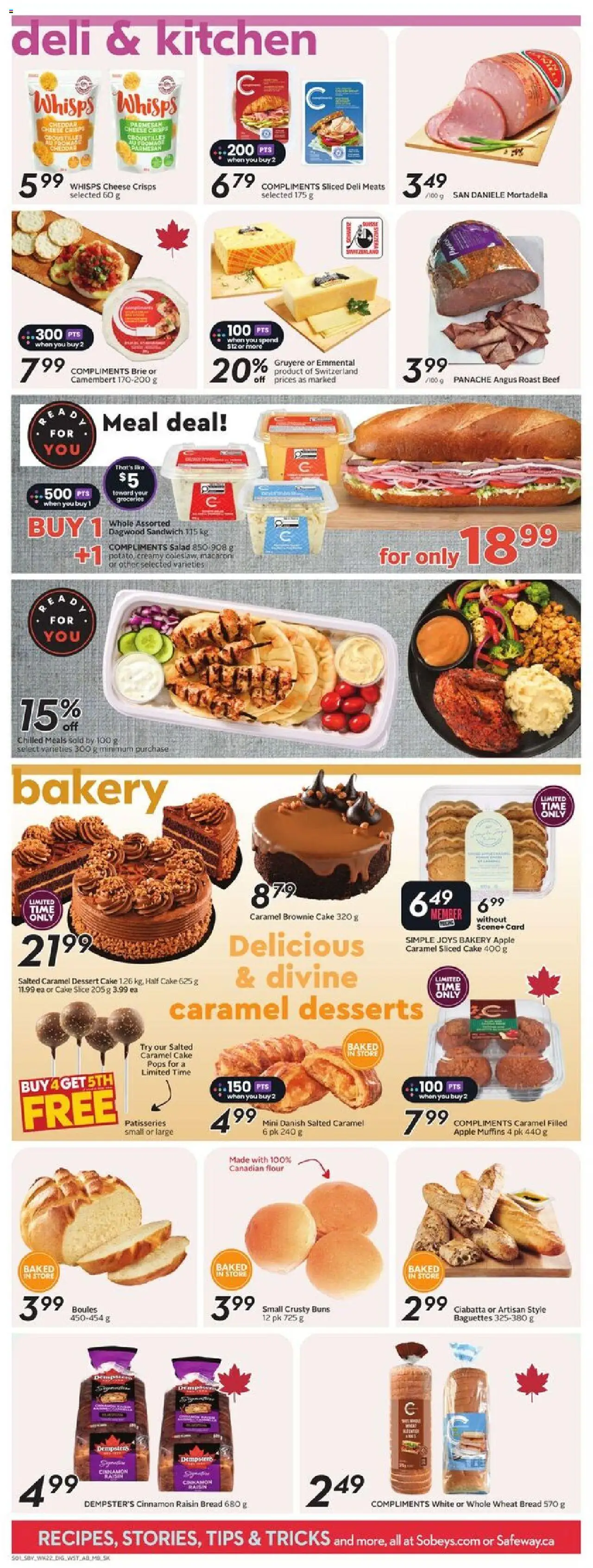 Sobeys flyer valid from 25.09.2025 | Page: 10 | Products: Salad, Bakery, Cheese, Bread