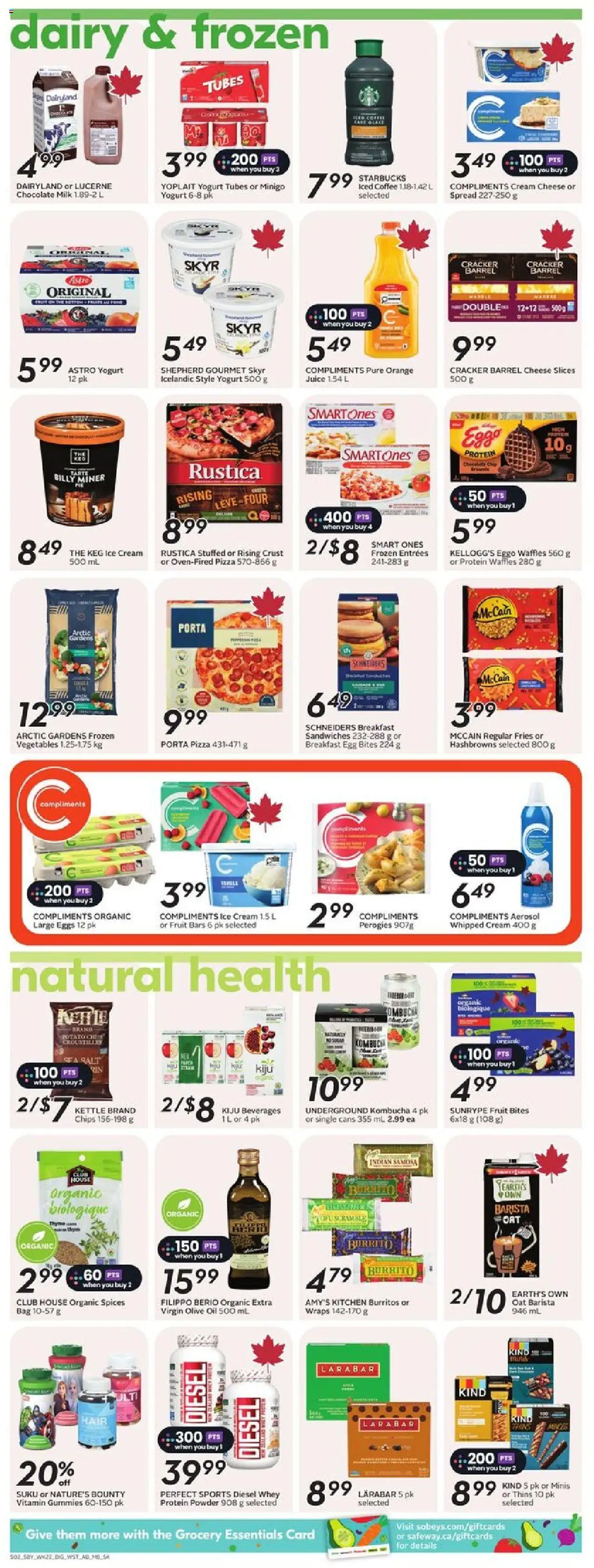 Sobeys flyer valid from 25.09.2025 | Page: 11 | Products: Kettle, Milk, Cheese, Yogurt
