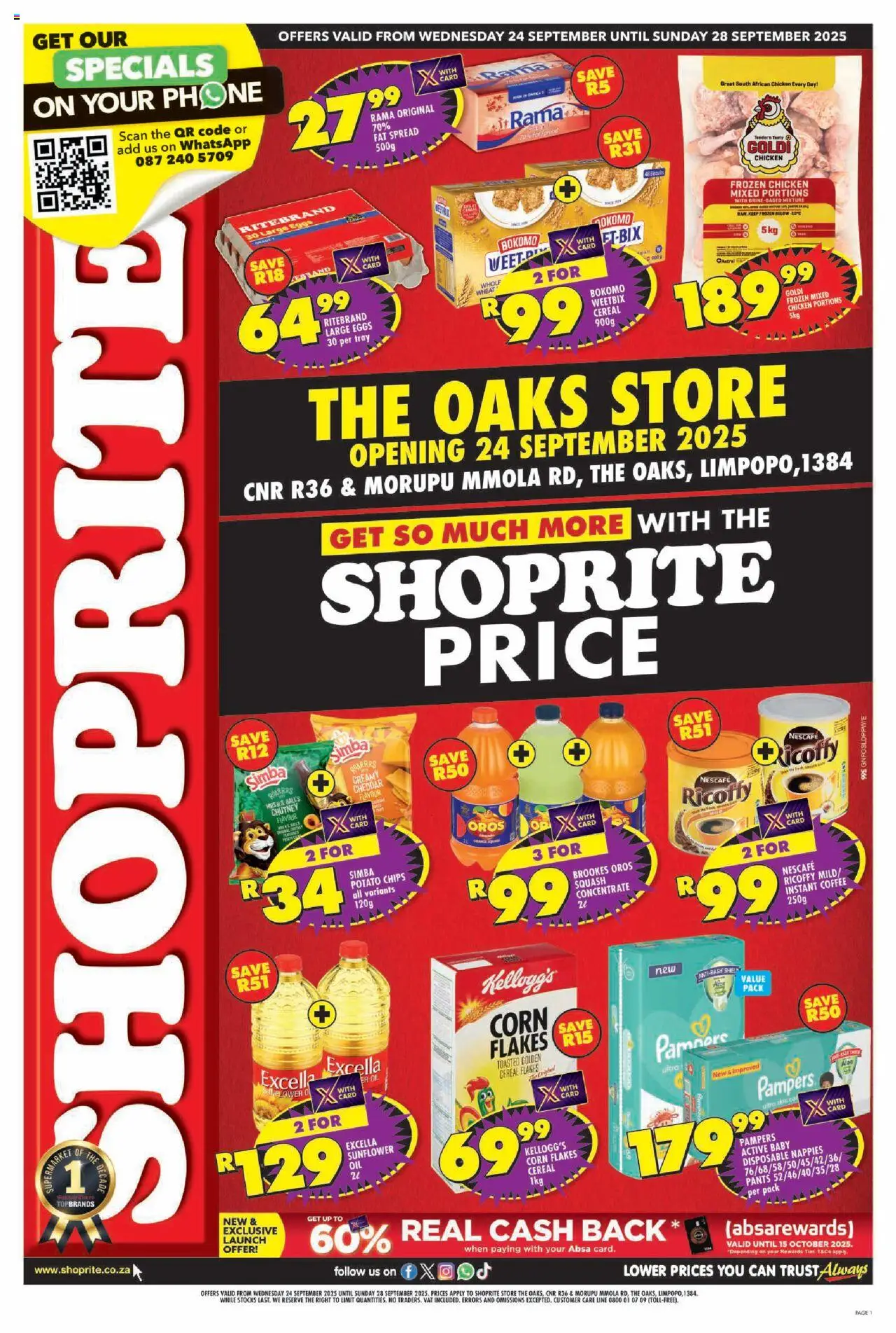 New Shoprite catalogue – valid from 24.09.2025 | Page: 1 | Products: Pants, Tray, Eggs, Nappies