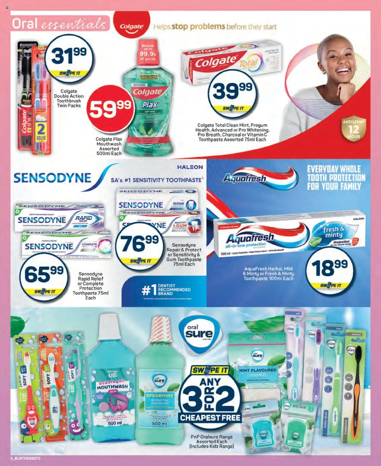 New Pick n Pay catalogue – valid from 25.09.2025 | Page: 8 | Products: Toothpaste, Mouthwash, Toothbrush