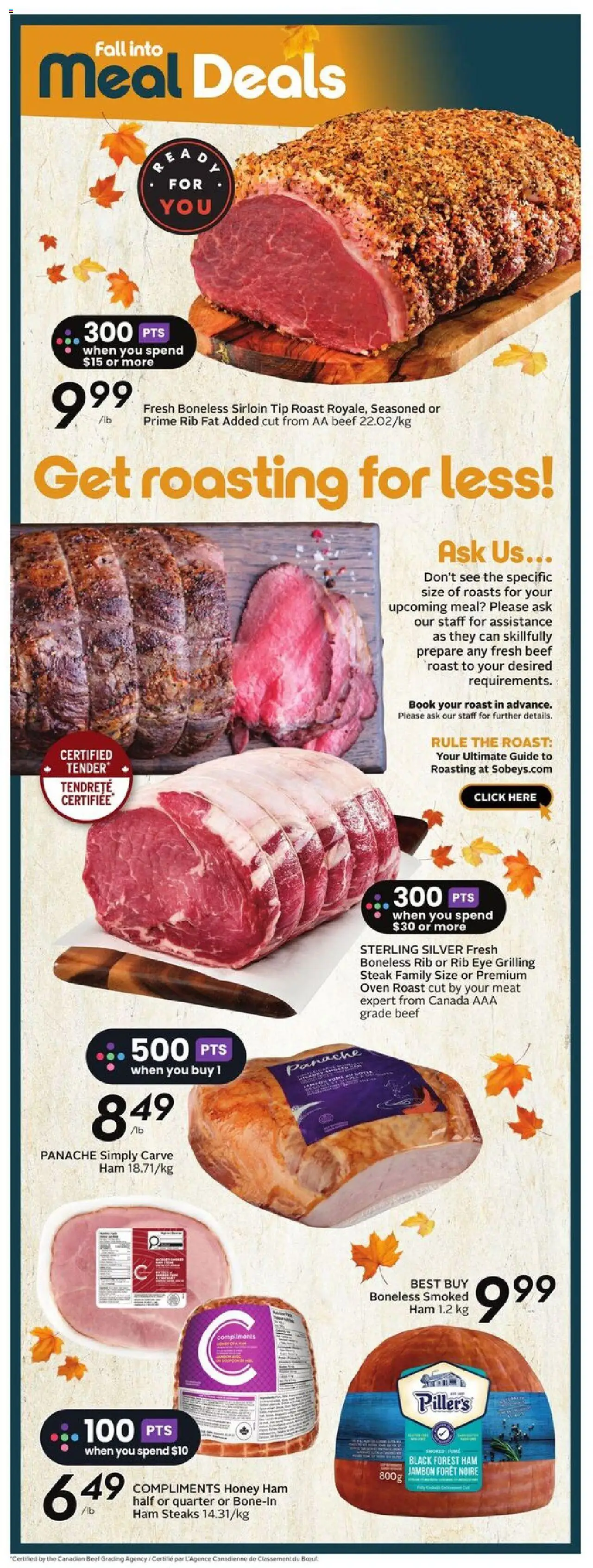 Sobeys flyer valid from 25.09.2025 | Page: 18 | Products: Beef, Oven, Ham