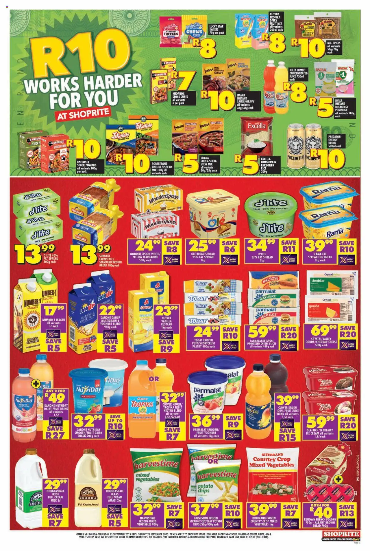 New Shoprite catalogue – valid from 25.09.2025 | Page: 3 | Products: Powder, Cream, Gravy, Stock