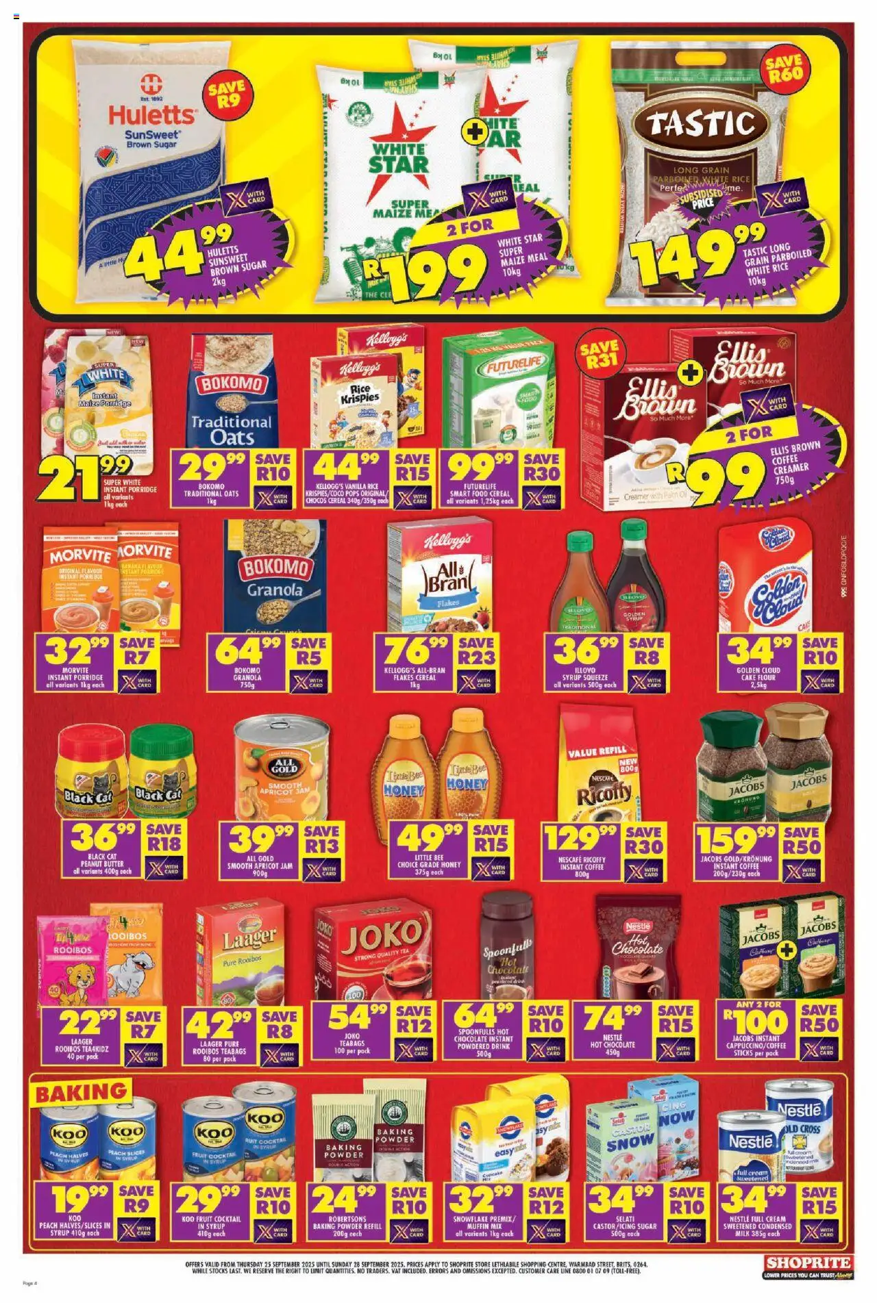 New Shoprite catalogue – valid from 25.09.2025 | Page: 4 | Products: Jam, Oats, Cream, Fruit