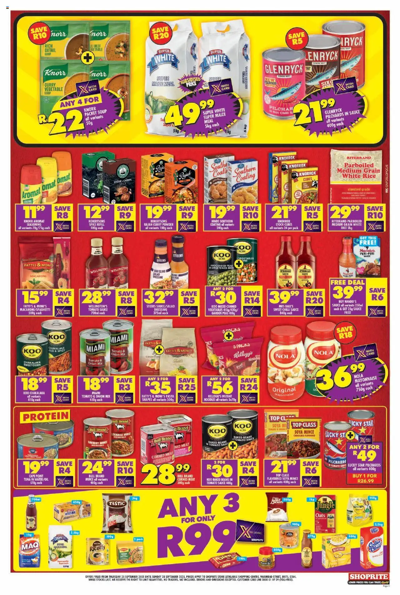 New Shoprite catalogue – valid from 25.09.2025 | Page: 5 | Products: Beans, Baked beans, Soup, Sauce