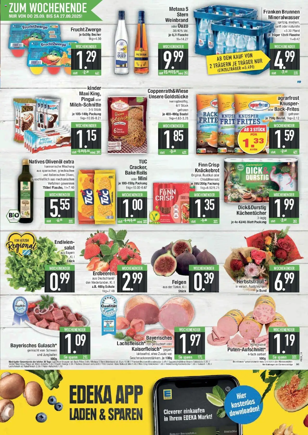 Edeka prospekt Bad Reichenhall	 – gültig ab 21.09.2025 | Seite: 19 | Produkte: Fruchtzwerge, Olivenol, Gulasch, Salat