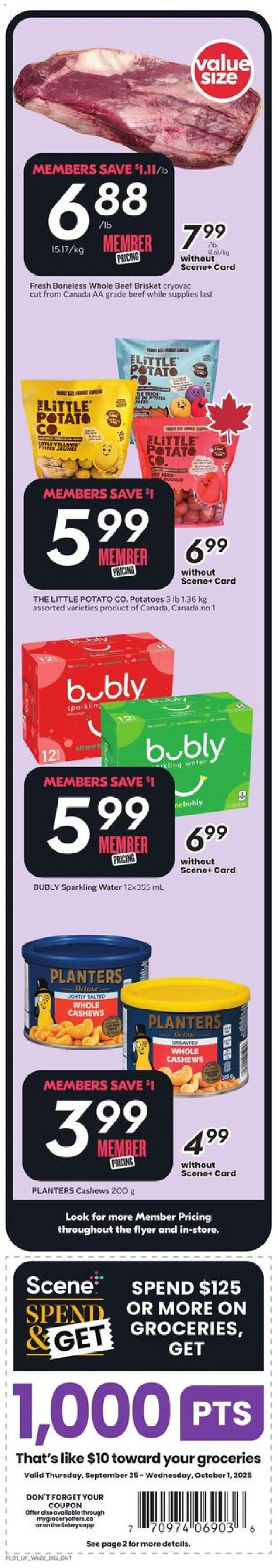 Sobeys flyer valid from 25.09.2025 | Page: 2 | Products: Beef, Potatoes