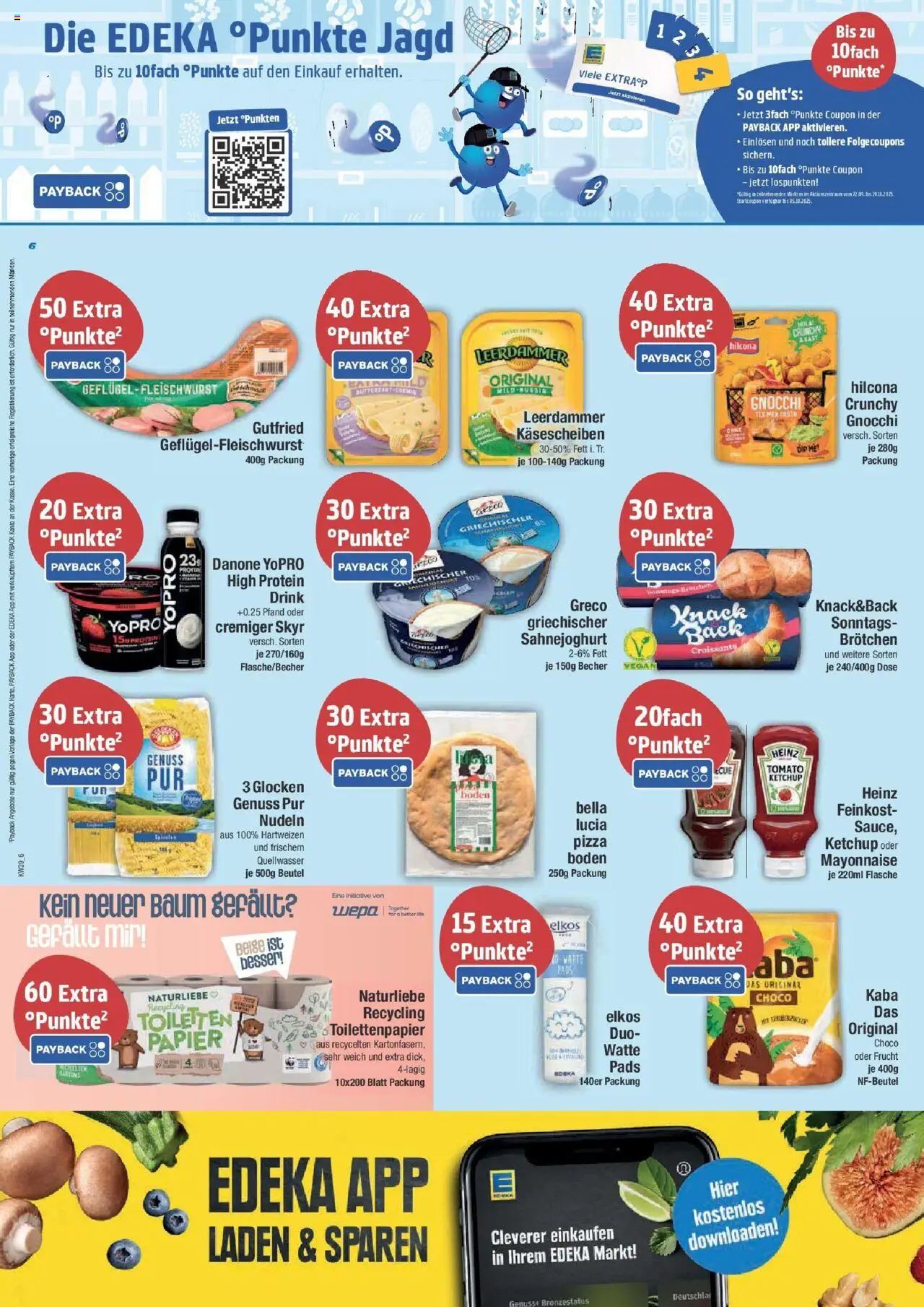 Edeka prospekt Weißenburg	 – gültig ab 21.09.2025 | Seite: 6 | Produkte: Leerdammer, Pizza, Nudeln, Toilettenpapier